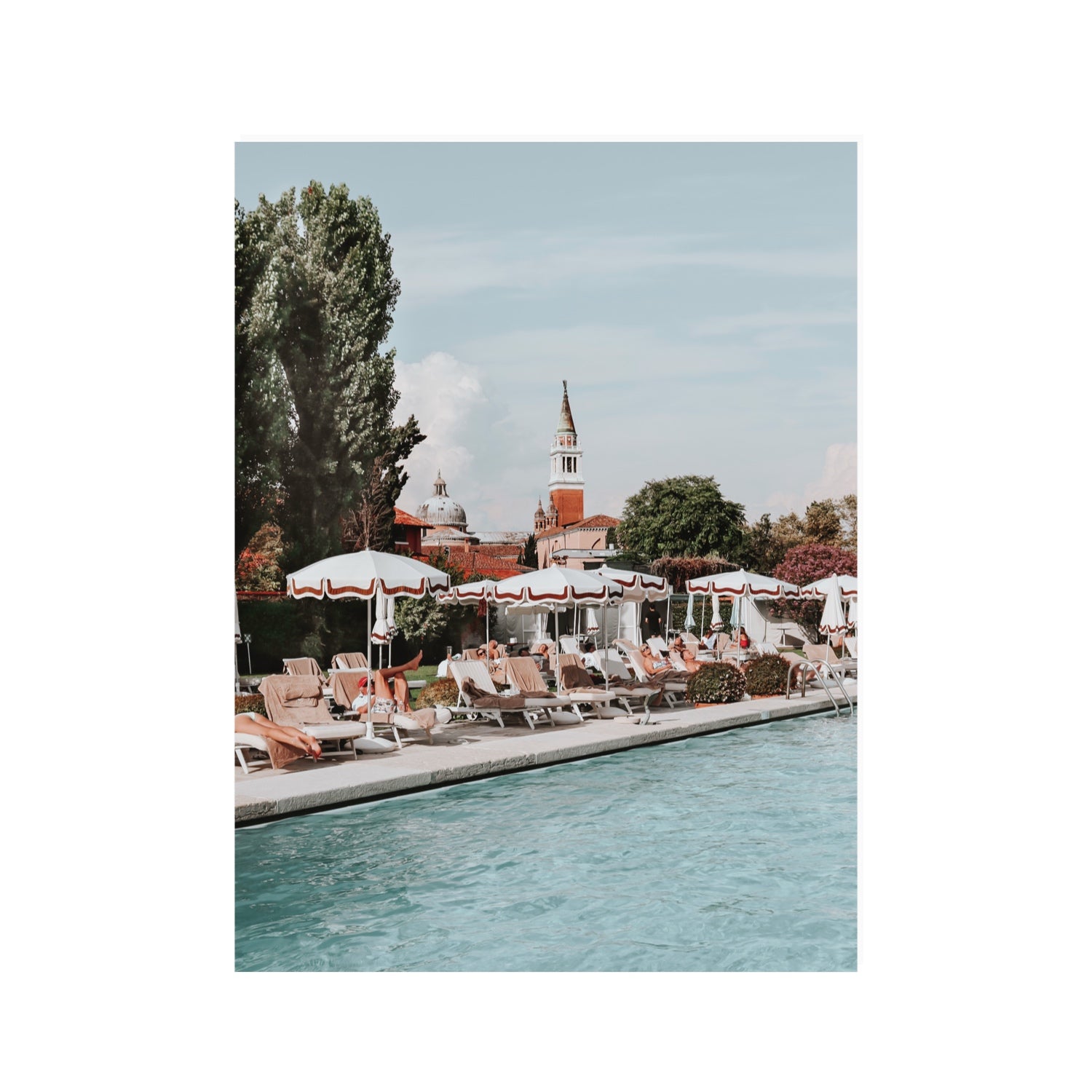 Poolside Perch Venice Italian wall art 30 x 40 in unframed fine art canvas