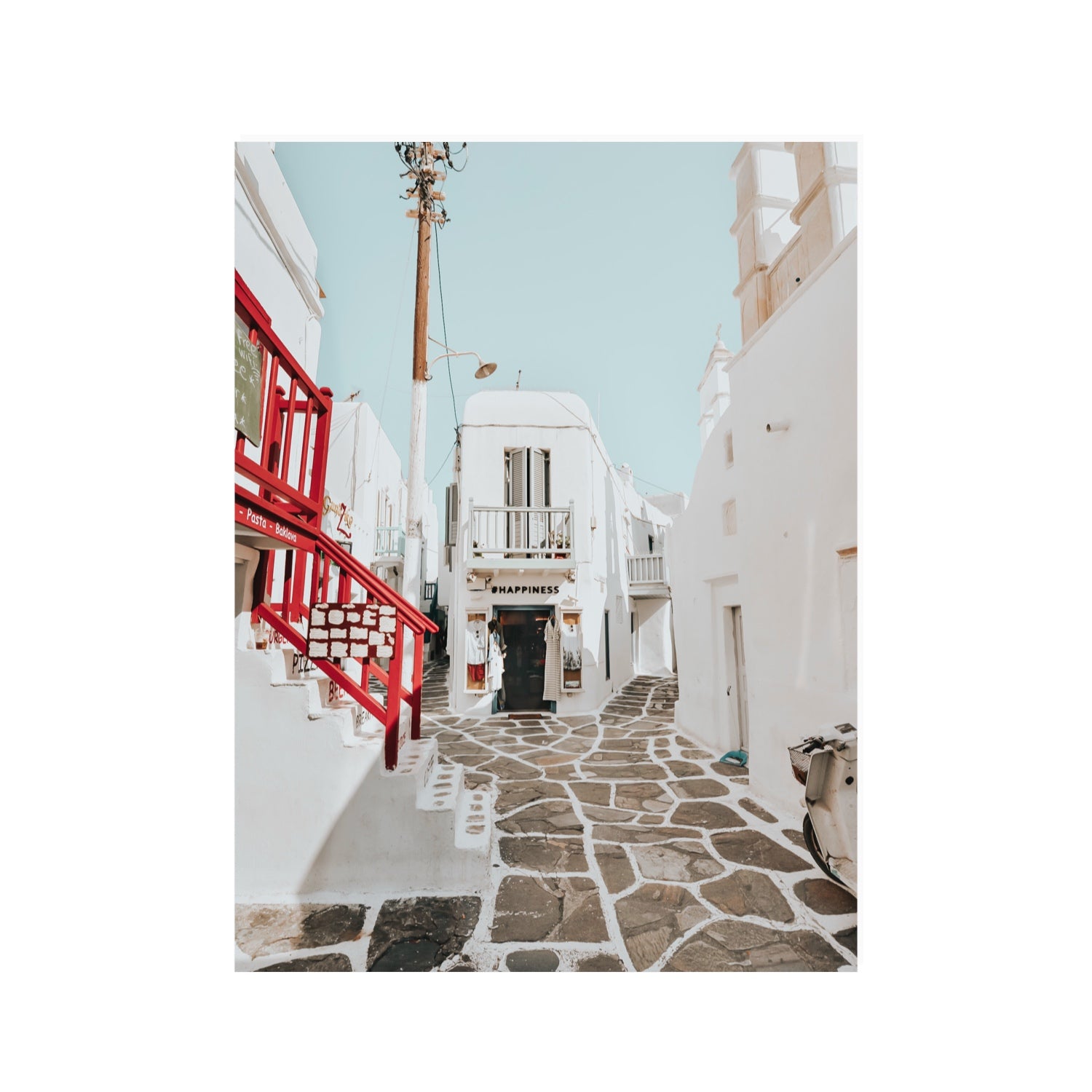 Happiness Mykonos Greek island wall art 30 x 40 in unframed fine art canvas