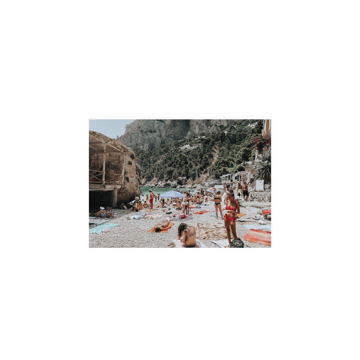 Spiaggia Da Gioia Capri beach coastal wall art A5, 21 x 14.8 cm unframed fine art print