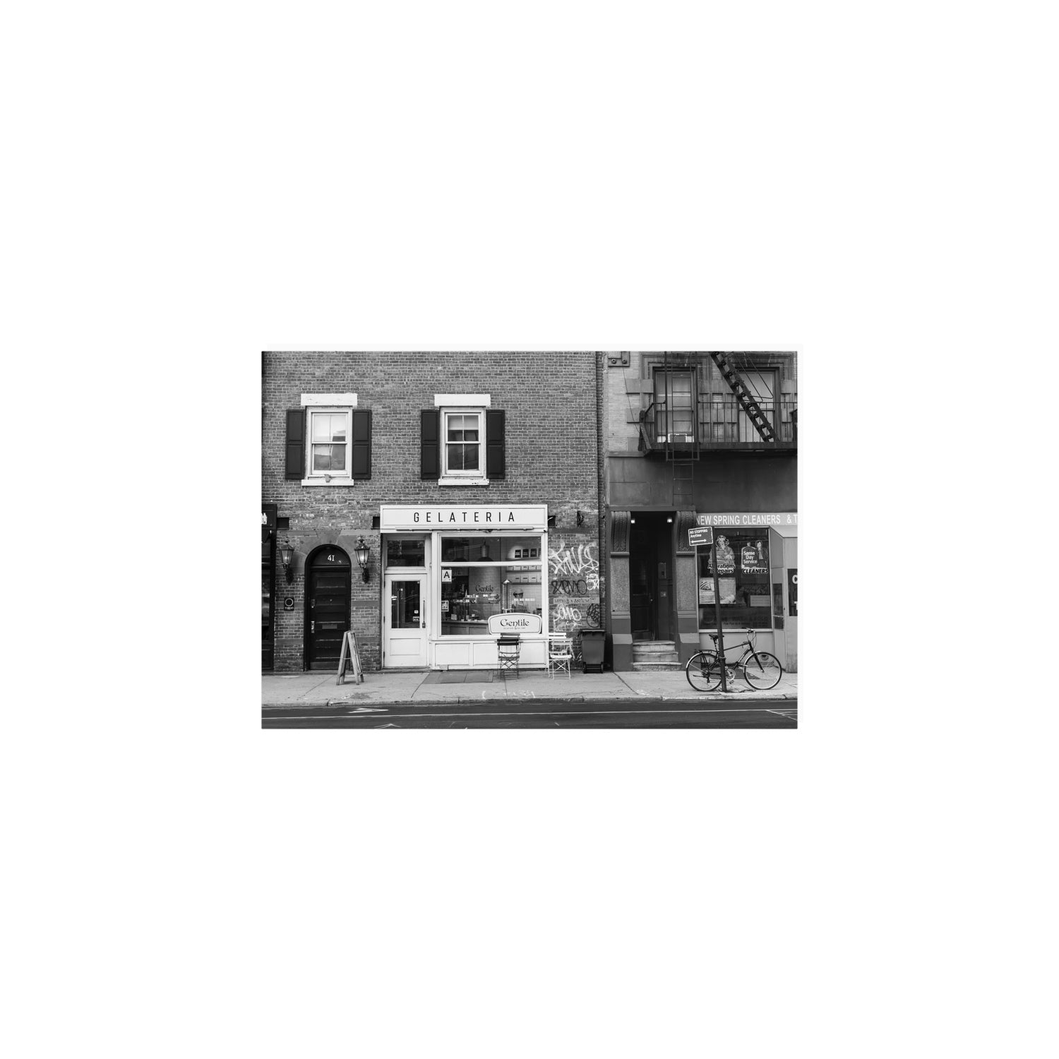 West Village Dolcezza New York NYC Black & White wall art A5, 21 x 14.8 cm unframed fine art print