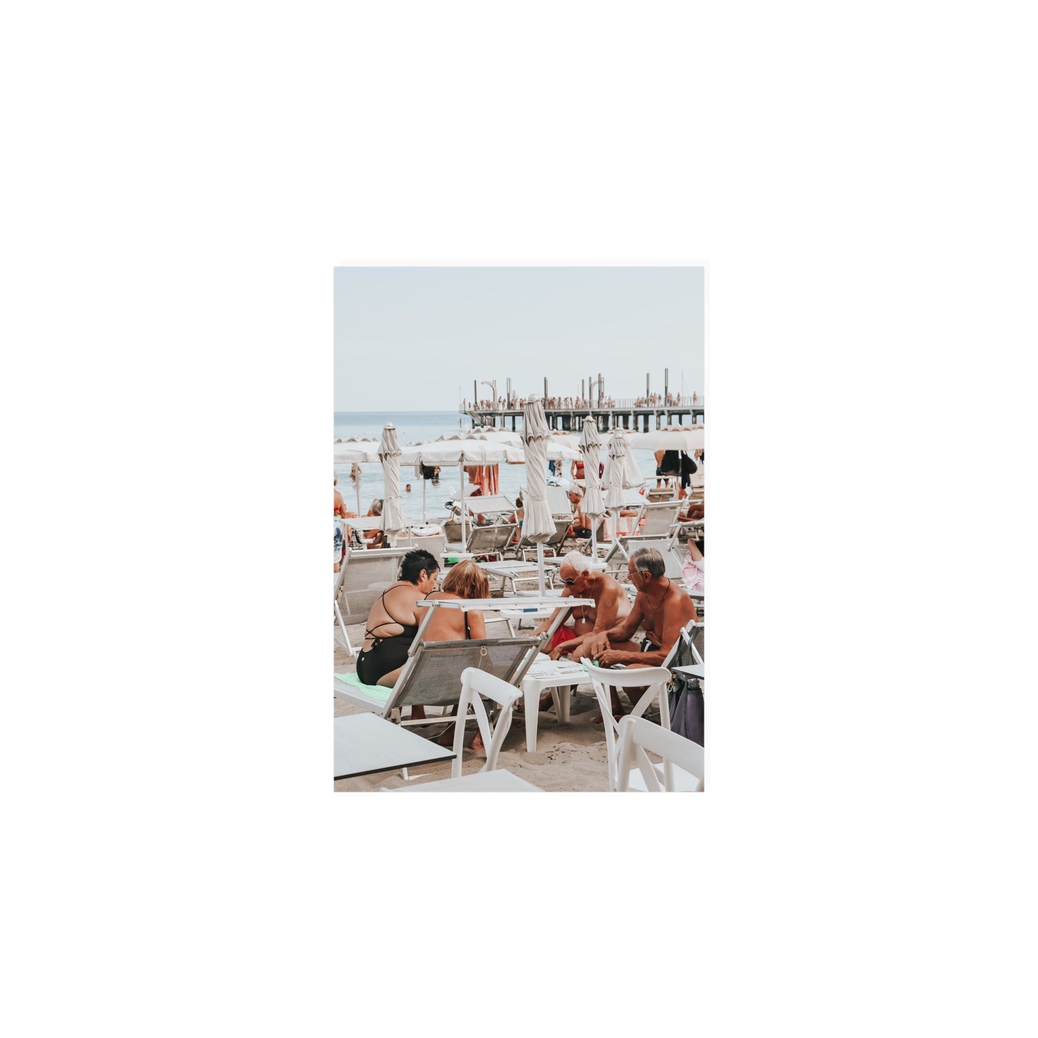 Salted Shuffle fine art print, Alassio, Italy, people and locals artwork, A5 · 21 x 14.8 cm, Unframed, Fine Art Print