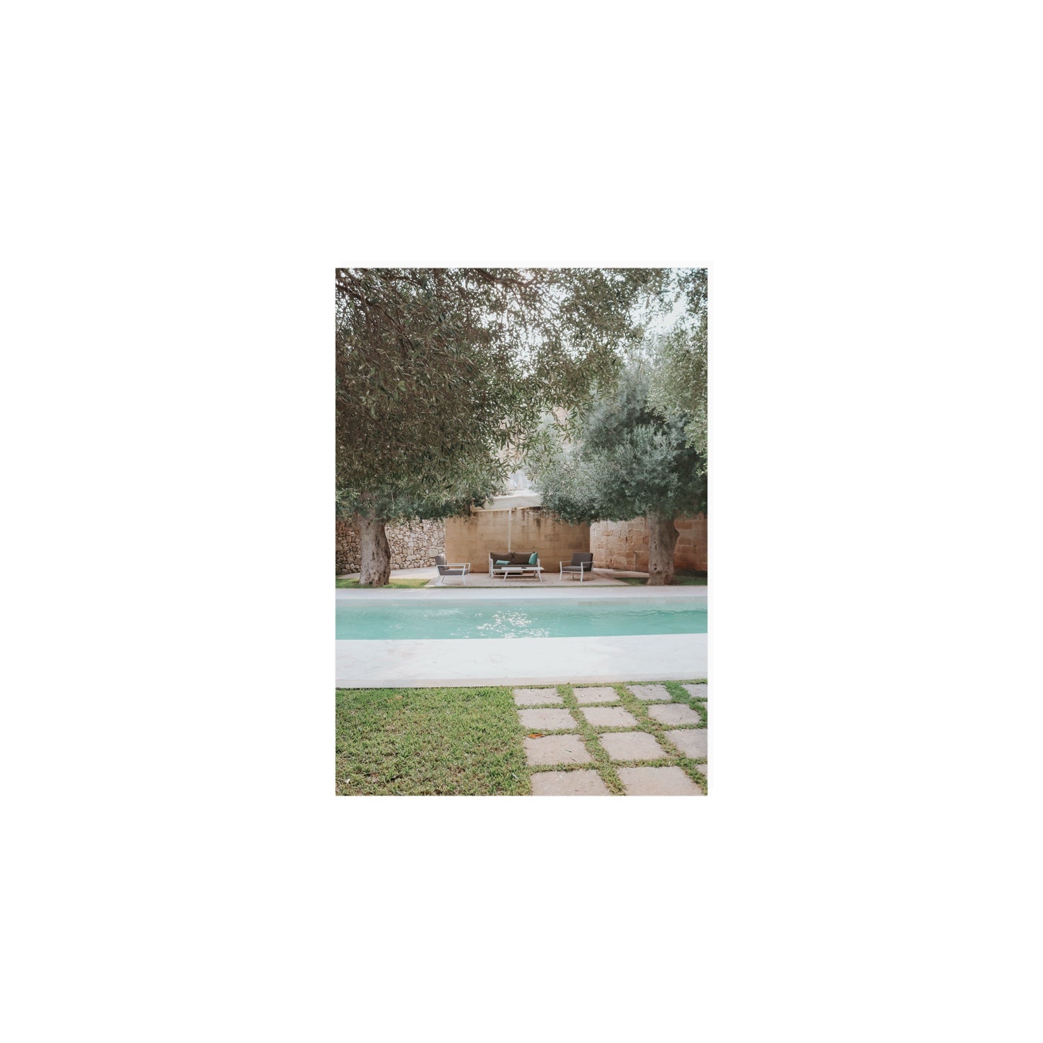 Idyllic Escape Puglia Mediterranean wall art A5, 21 x 14.8 cm unframed fine art print
