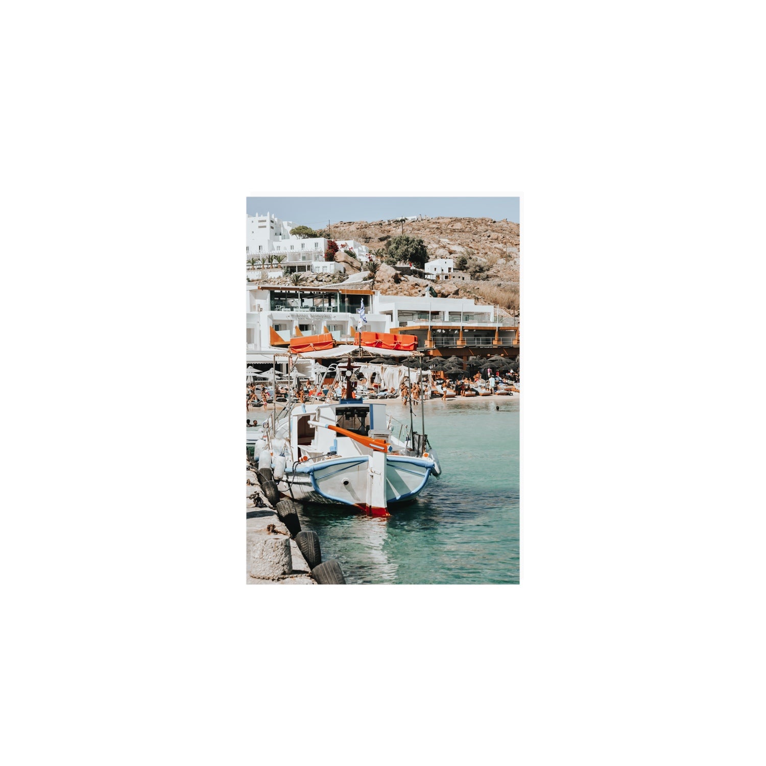 Travel In Style Mykonos Greek island wall art A5, 21 x 14.8 cm unframed fine art print