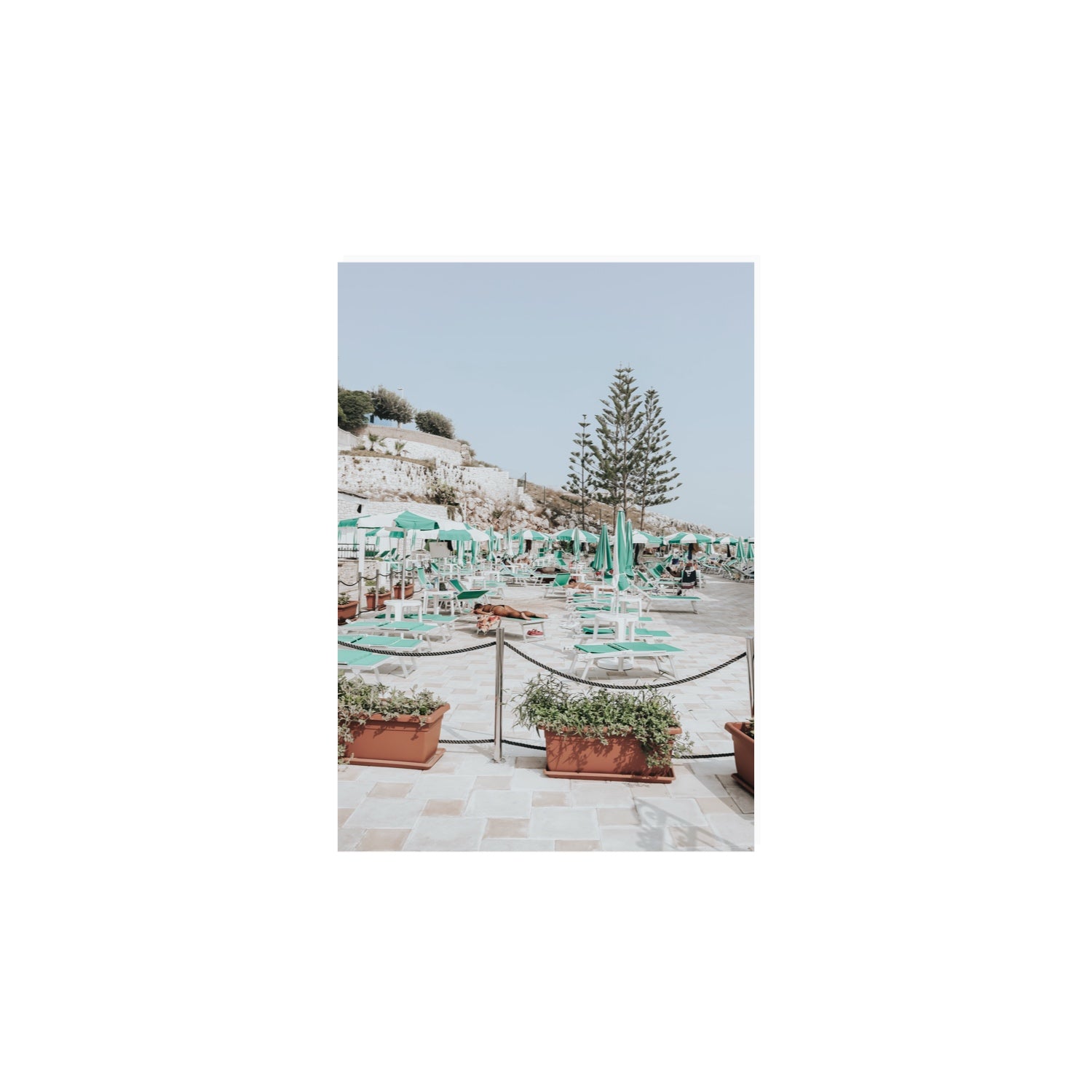 Siesta on The Terrace Puglia coastal wall art A4, 29.7 x 21 cm unframed fine art print