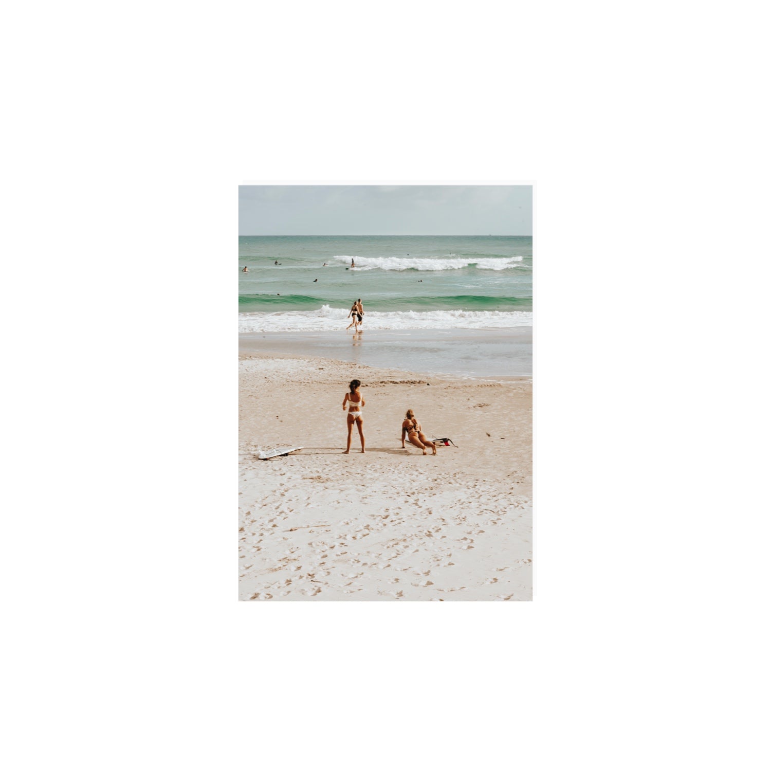 Gidget & Betty Byron Bay beach coastal wall art A4, 29.7 x 21 cm unframed fine art print