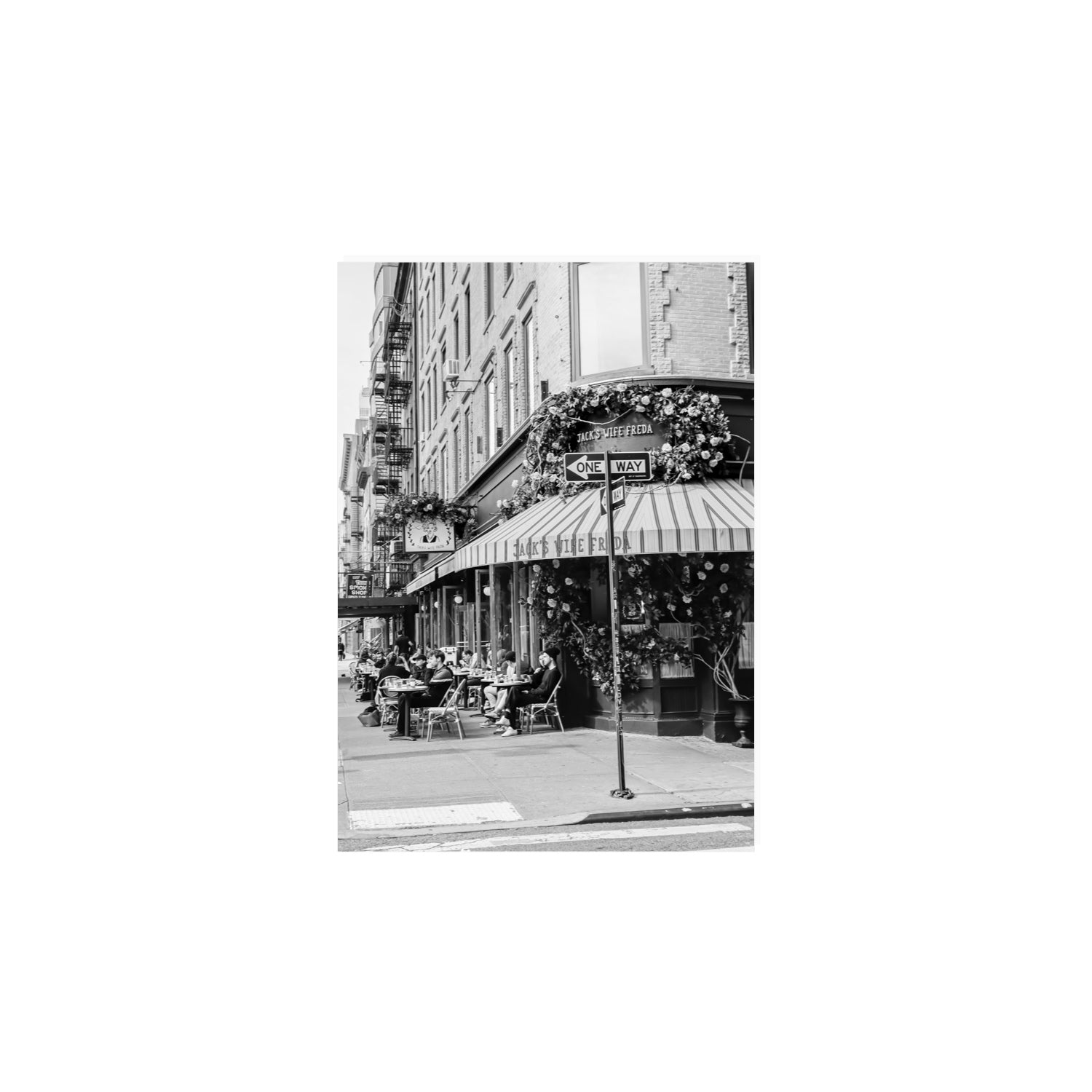 Freda's Feast New York NYC Black & White wall art A4, 29.7 x 21 cm unframed fine art print