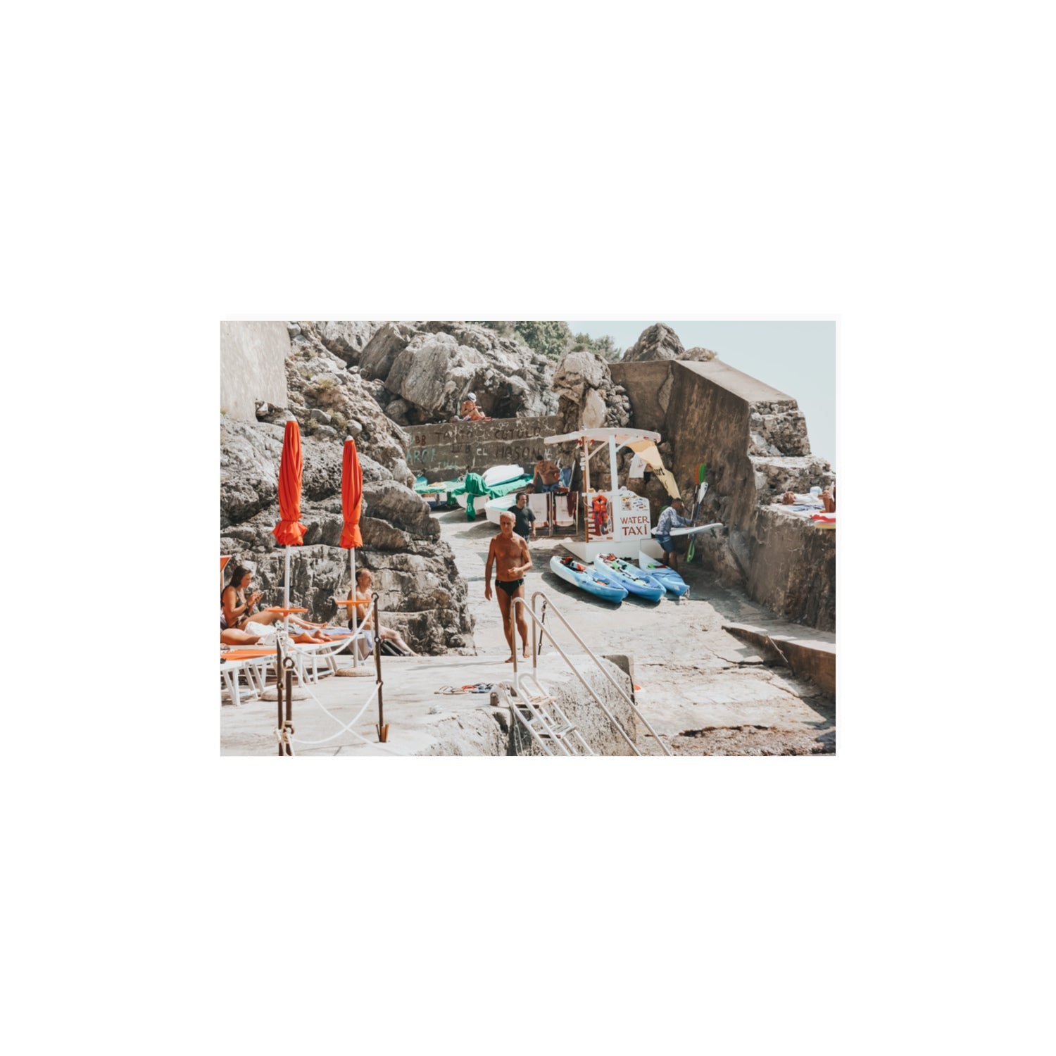 The Local Praiano Amalfi Coast Mediterranean wall art A3, 42 x 29.7 cm unframed fine art print