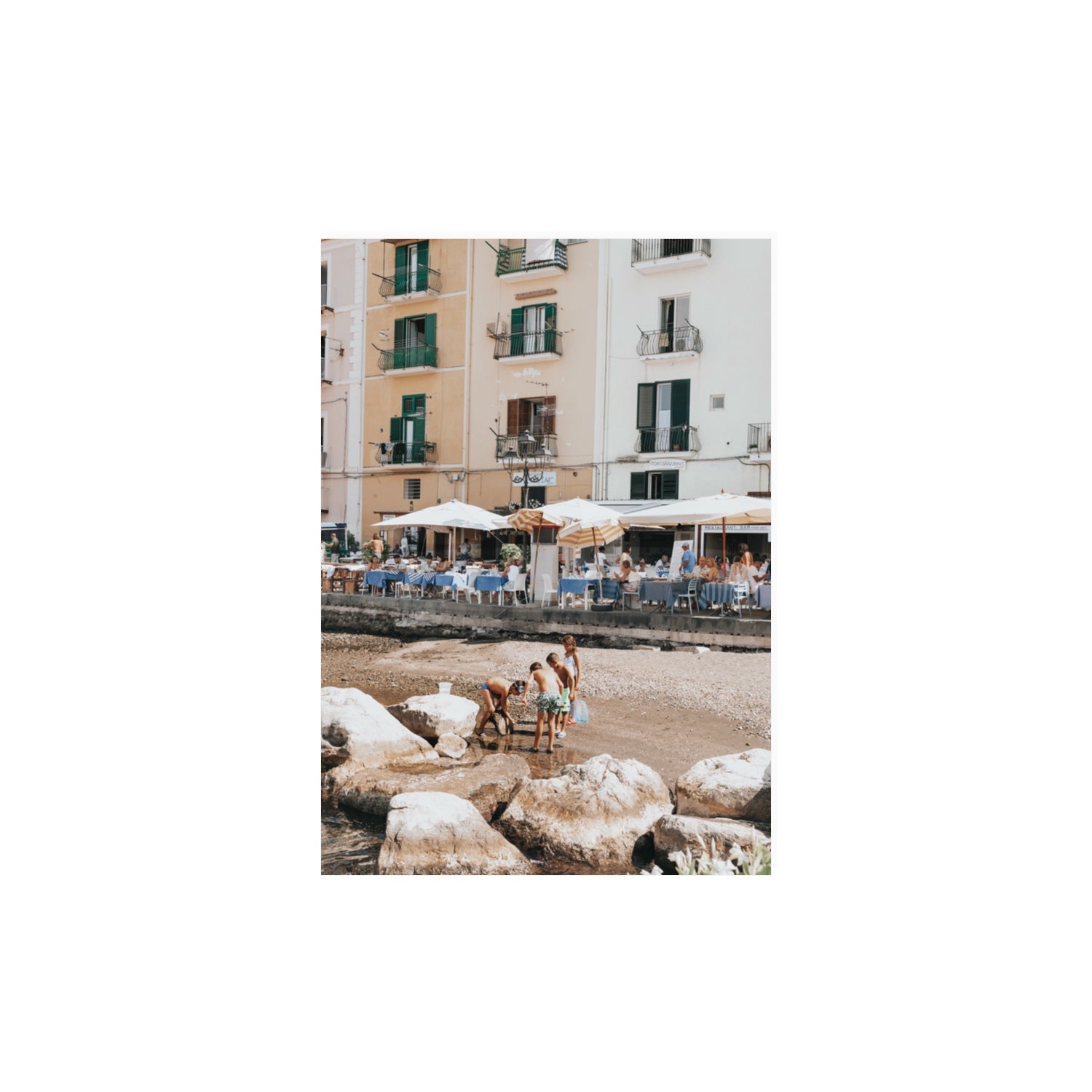 Sunny Playtime Sorrento coastal wall art A3, 42 x 29.7 cm unframed fine art print