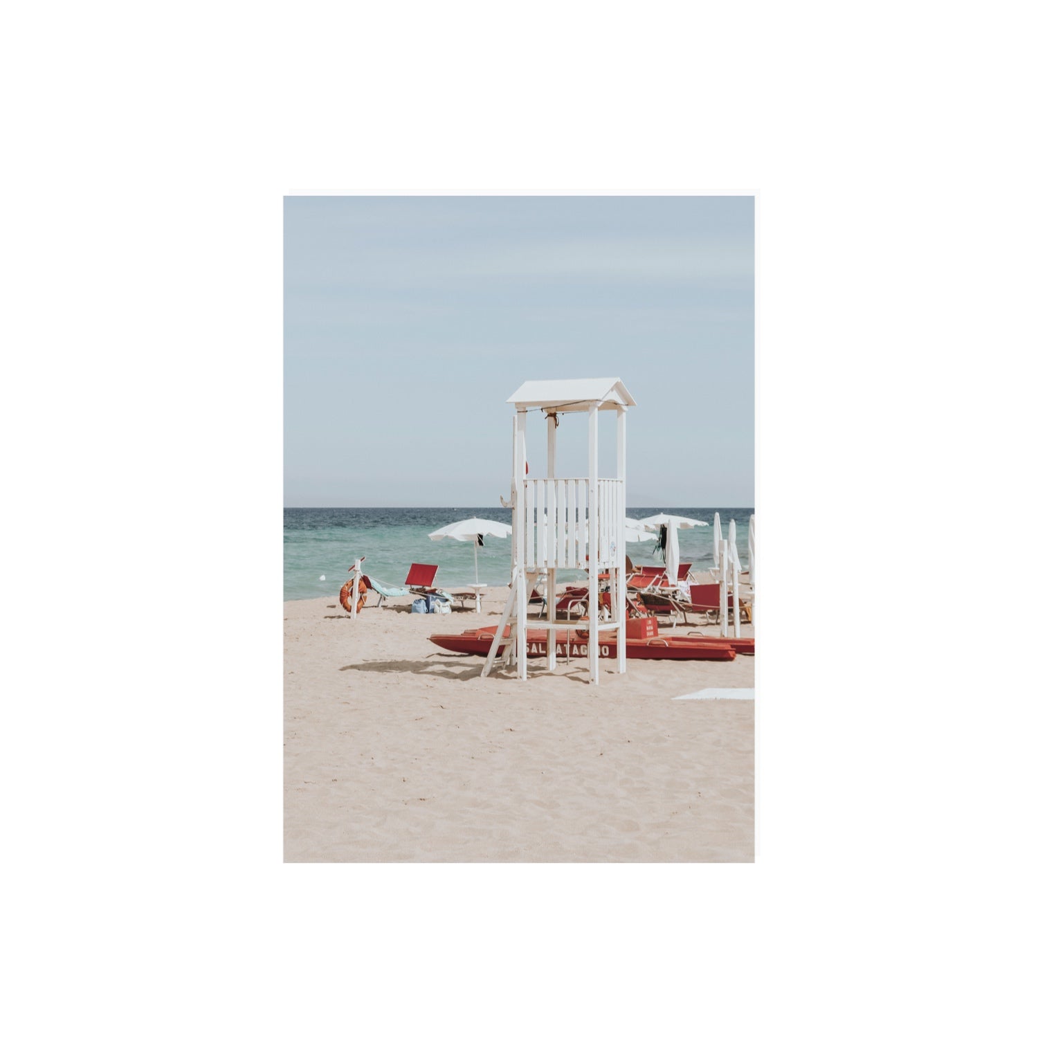 Barefoot Bliss Puglia beach Italian coastal decor wall art A2, 59.4 x 42 cm unframed fine art print