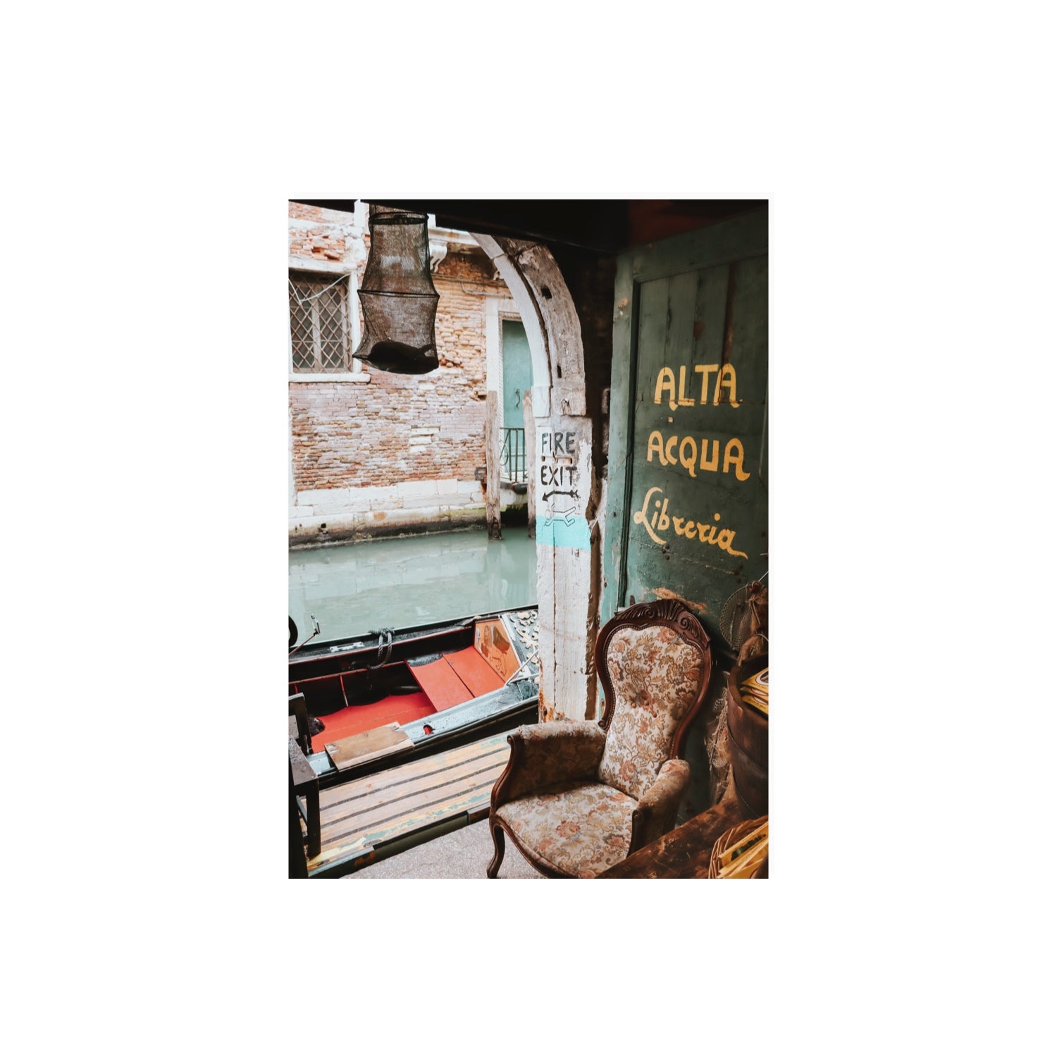 Alta Acqua Venice Bookstore wall art A2, 59.4 x 42 cm unframed fine art print
