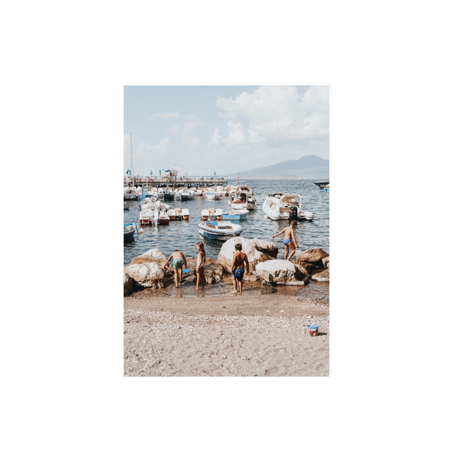 Searching For Treasures Sorrento coastal wall art A2, 59.4 x 42 cm unframed fine art print
