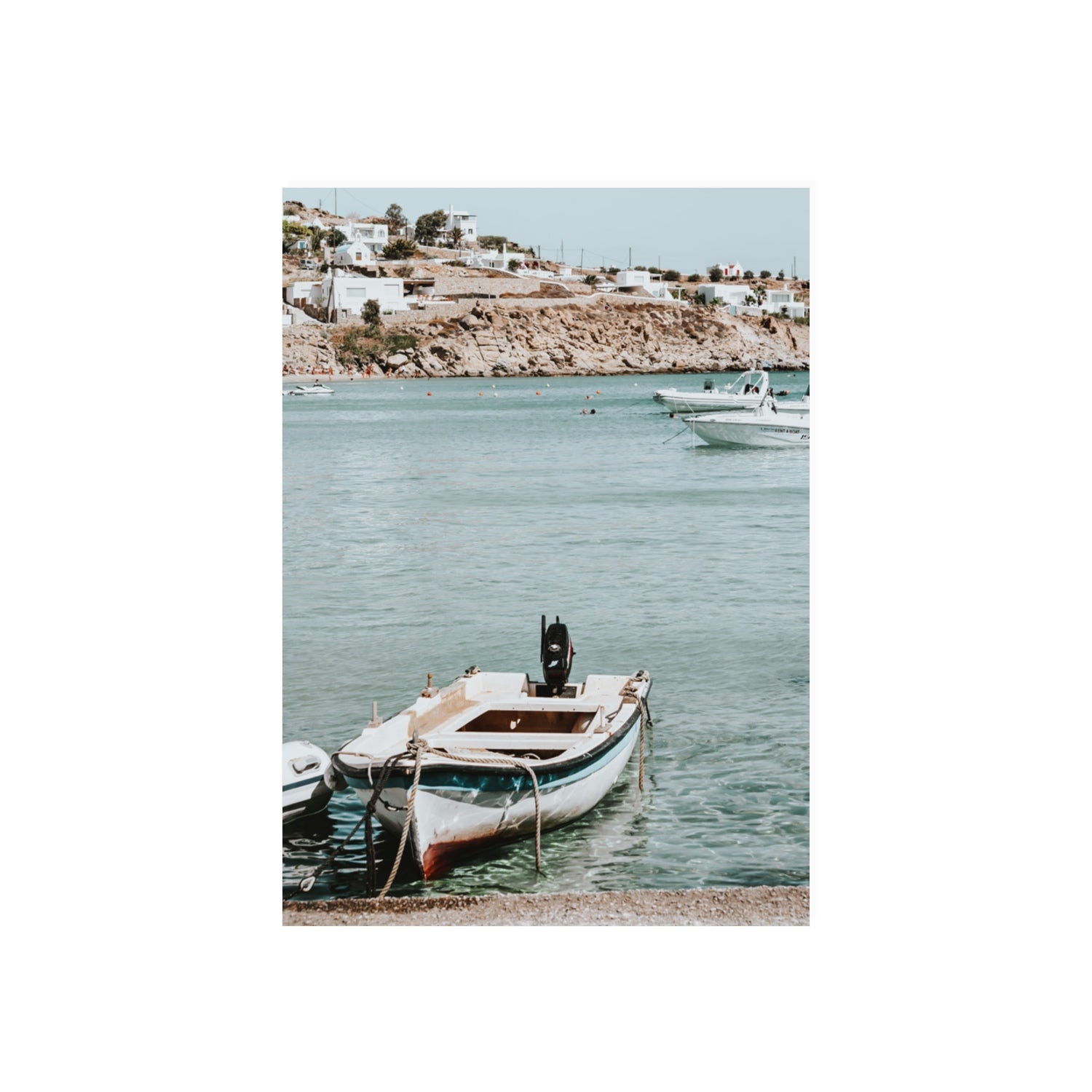 Classic Wheels Mykonos Greek island wall art 70 x 50 cm unframed fine art print
