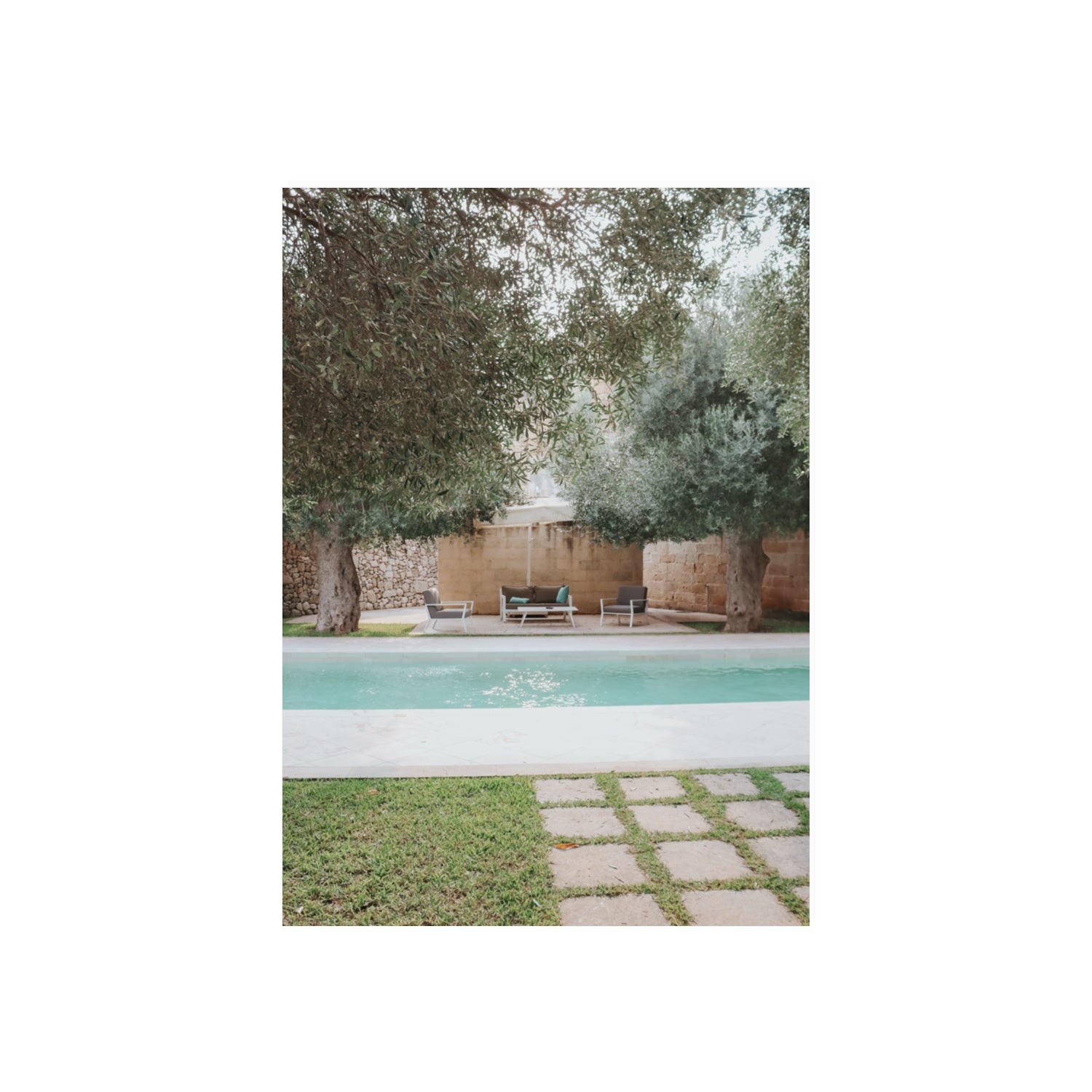 Idyllic Escape Puglia Mediterranean wall art 70 x 50 cm unframed fine art print