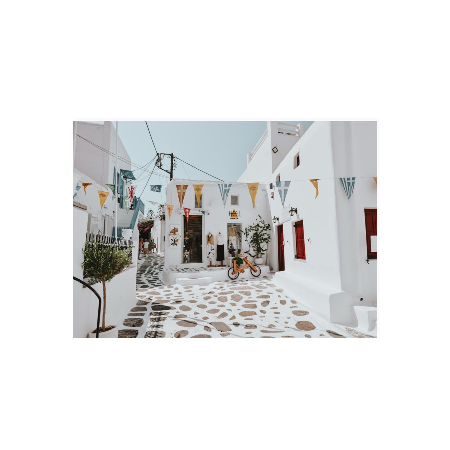 Cruising The Streets Mykonos Greek island wall art 70 x 50 cm unframed fine art print