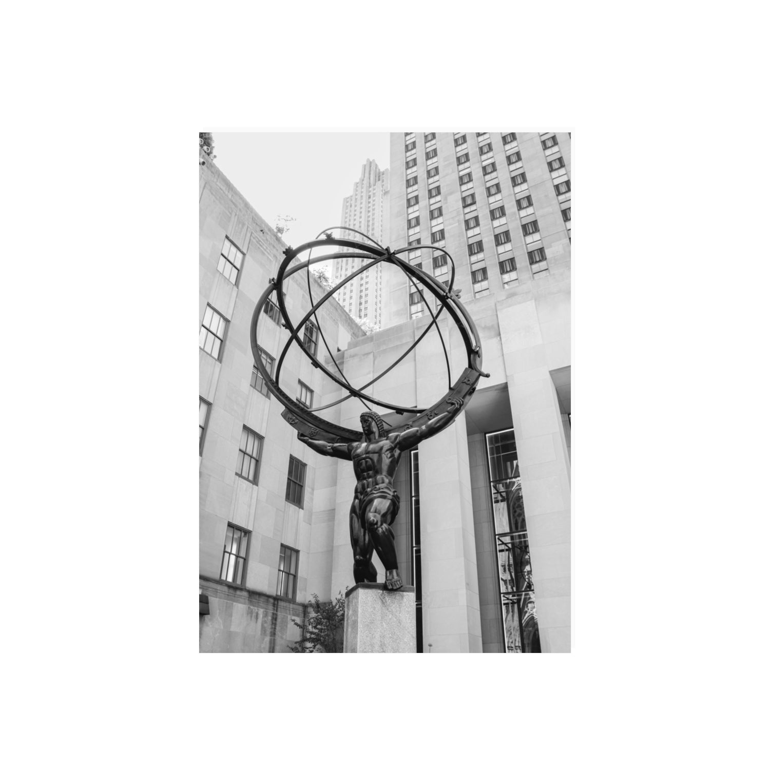 Atlas Ascends New York NYC Black & White wall art 70 x 50 cm unframed fine art print