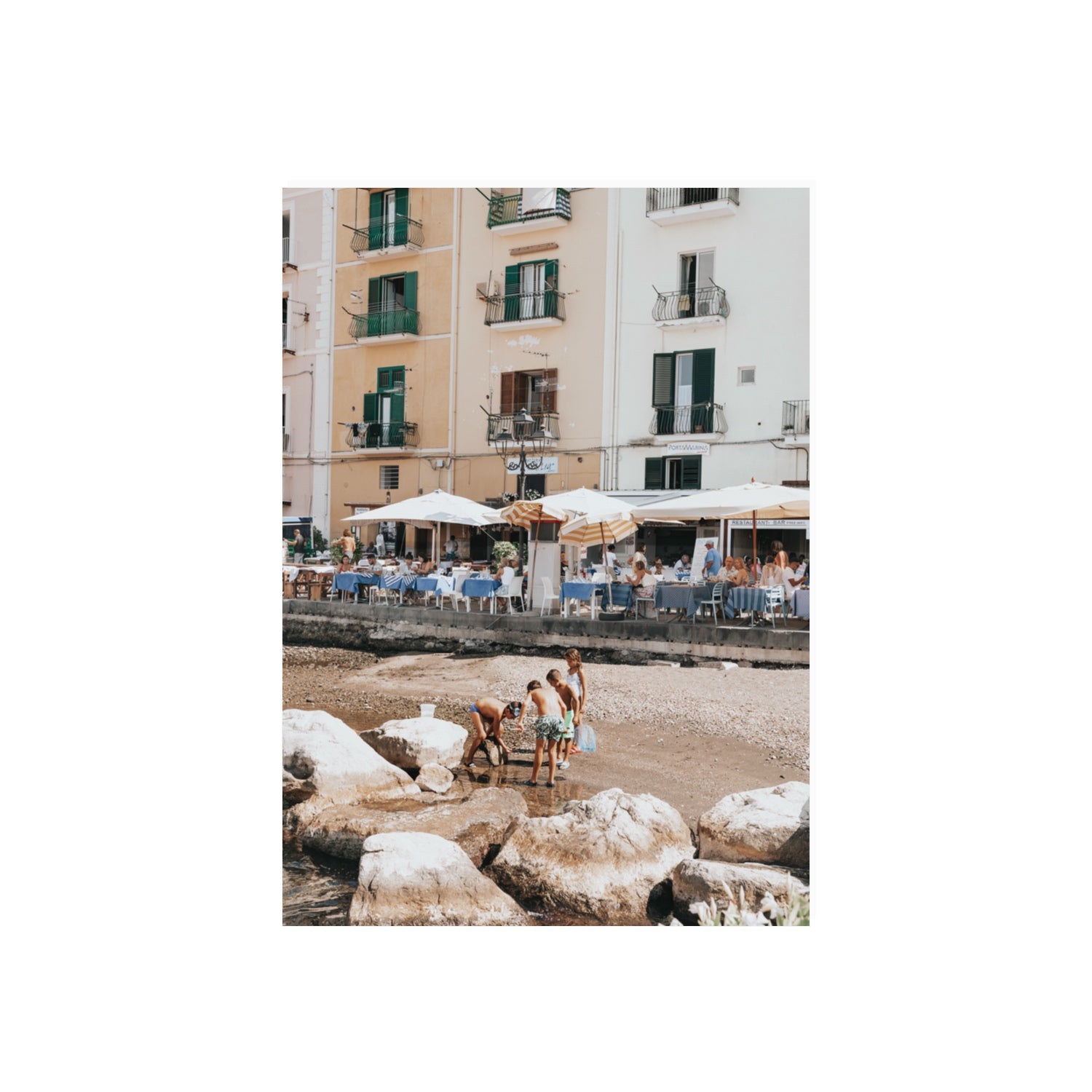 Sunny Playtime Sorrento coastal wall art 70 x 50 cm unframed fine art print