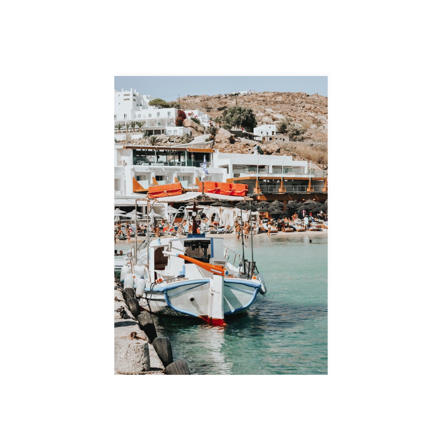 Travel In Style Mykonos Greek island wall art 70 x 50 cm unframed fine art print