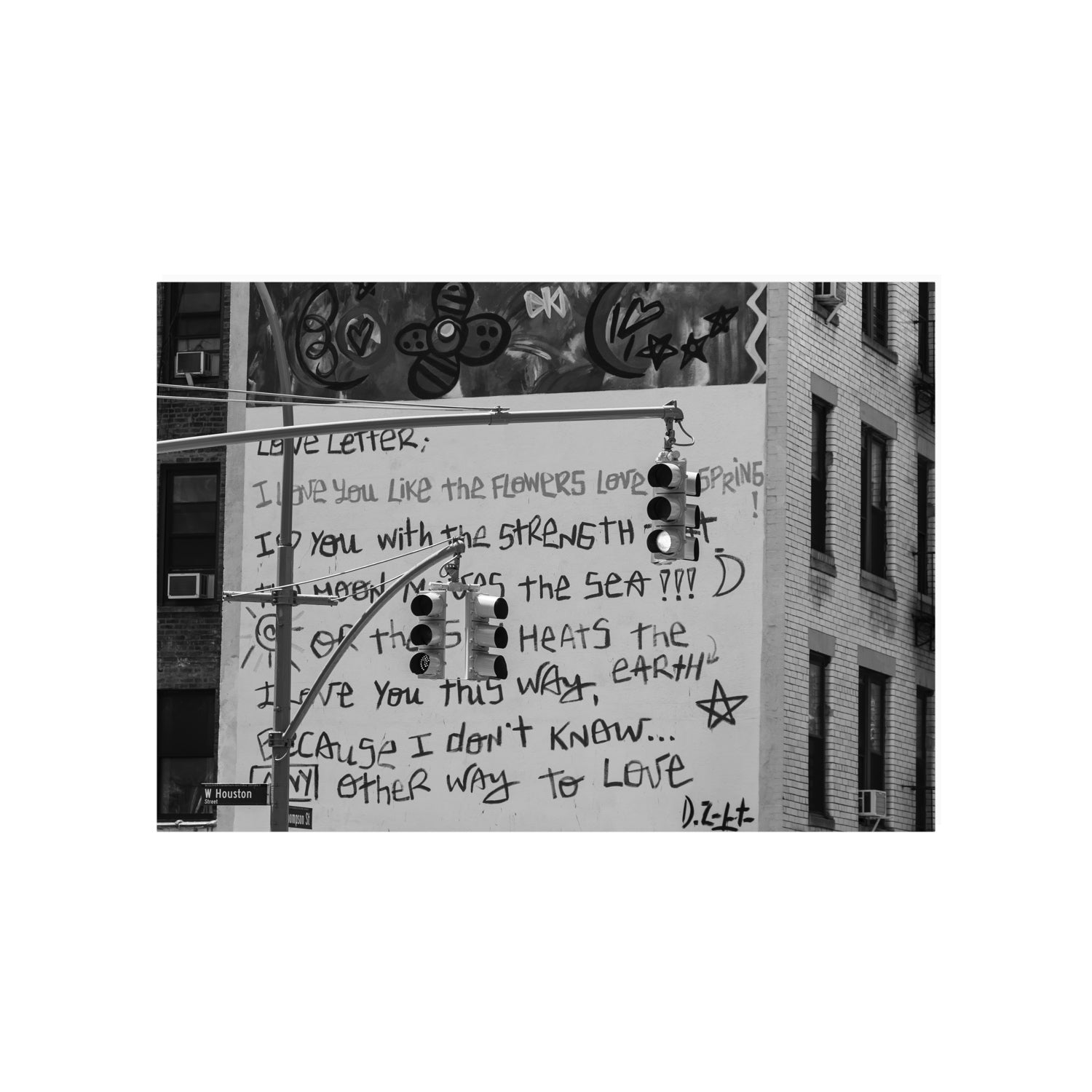 Love Letter New York NYC Black & White wall art A1, 84.1 x 59.4 cm unframed fine art print