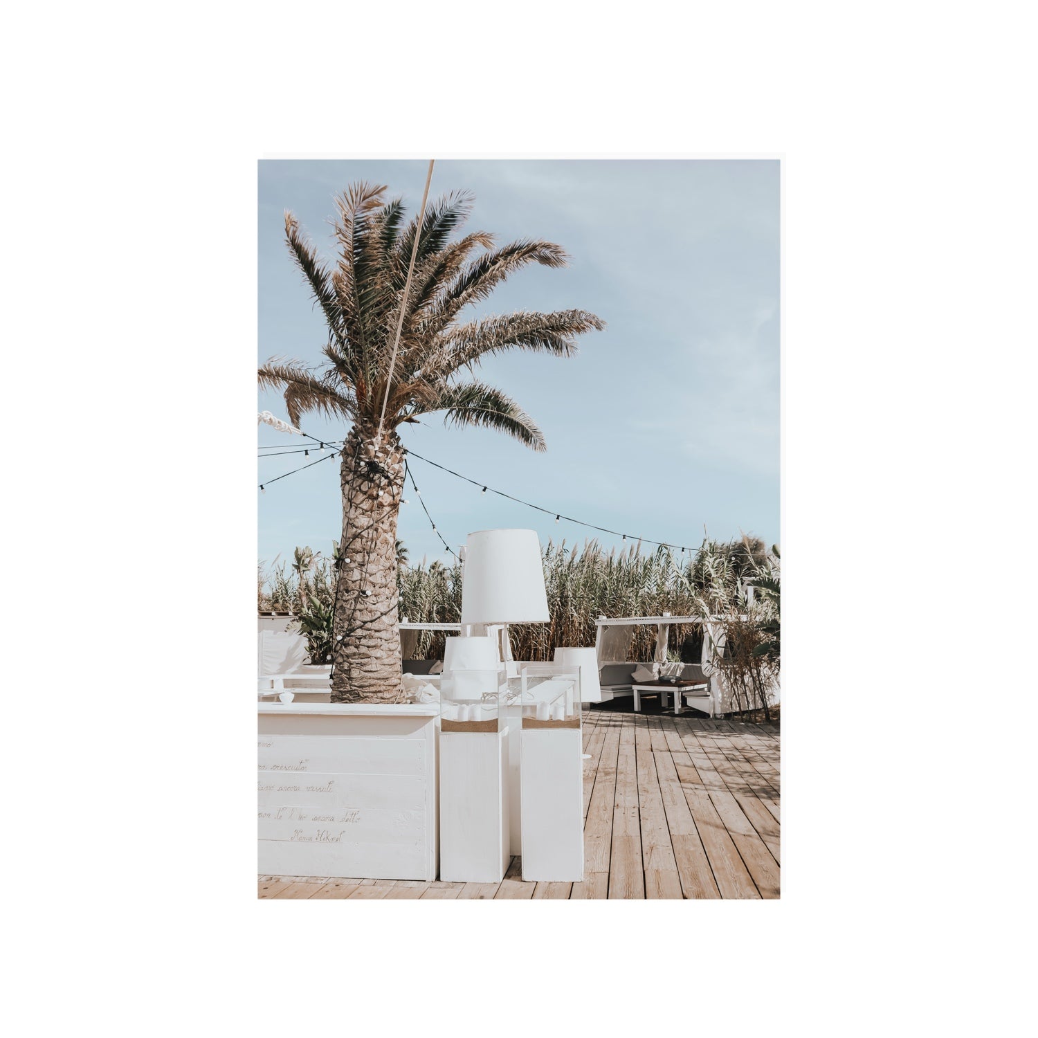 Seabreeze Palm Puglia coastal beach wall art A1, 84.1 x 59.4 cm unframed fine art print