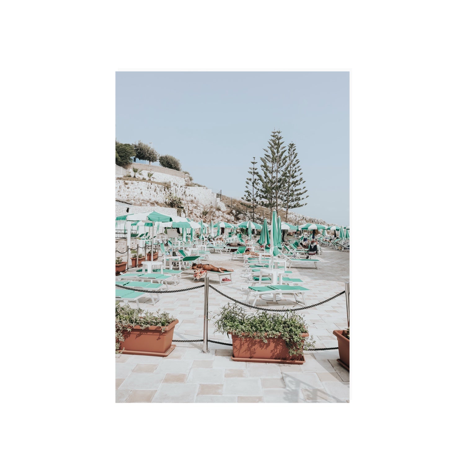 Siesta on The Terrace Puglia coastal wall art A1, 84.1 x 59.4 cm unframed fine art print