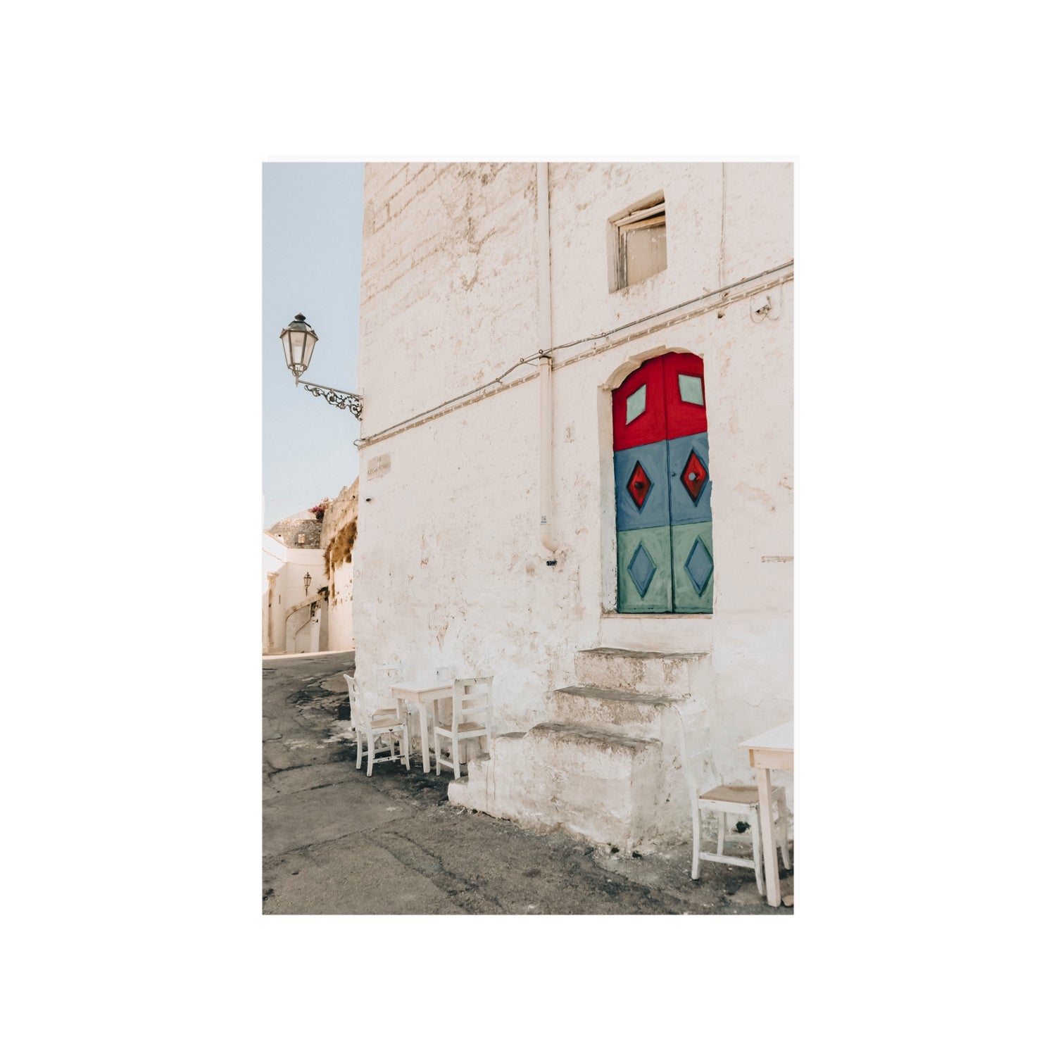 Doorway Delight Puglia Ostuni wall art A1, 84.1 x 59.4 cm unframed fine art print