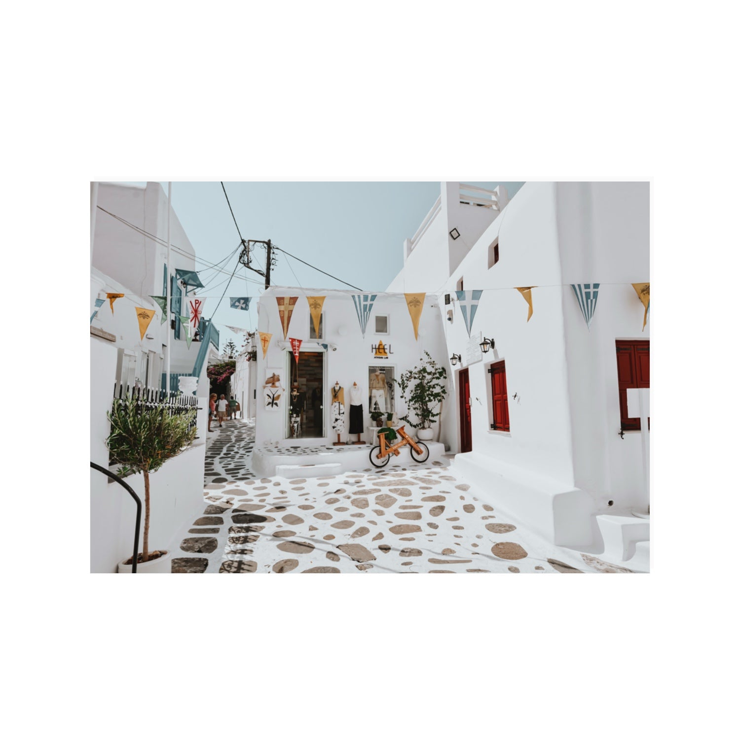 Cruising The Streets Mykonos Greek island wall art 100 x 70 cm unframed fine art print