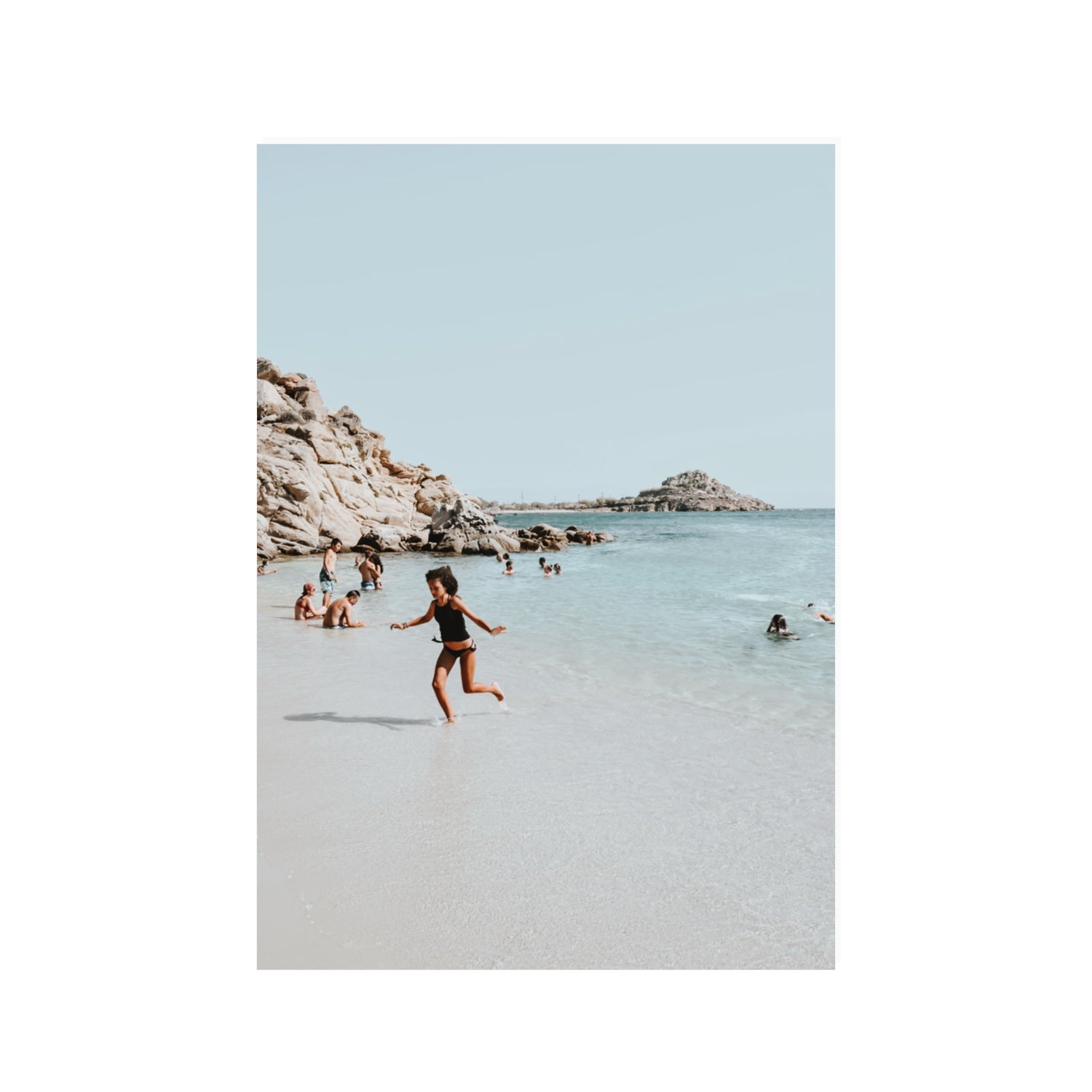 Skipping Angel Mykonos Greek island decor wall art 100 x 70 cm unframed fine art print