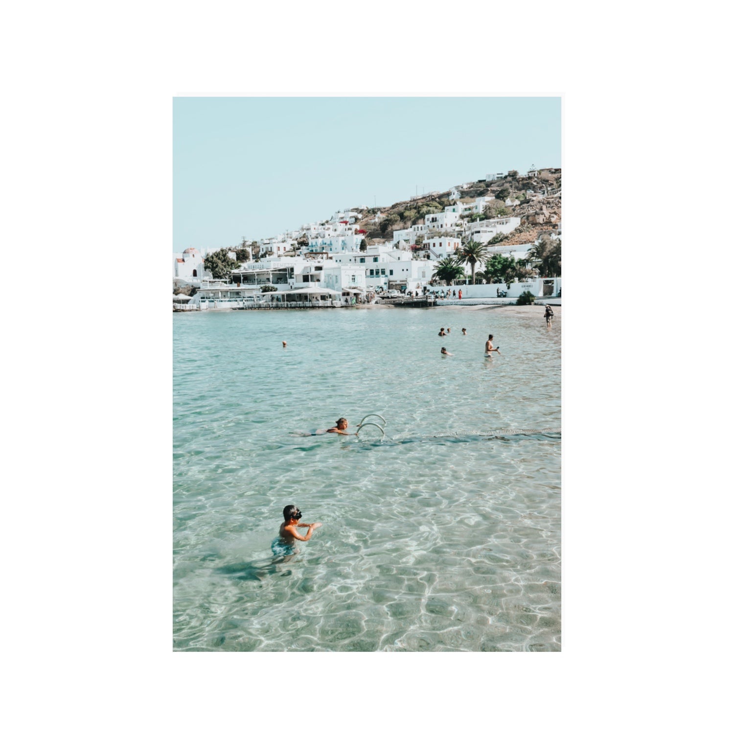 Beside The Seaside Mykonos beach Greek island wall art 100 x 70 cm unframed fine art print