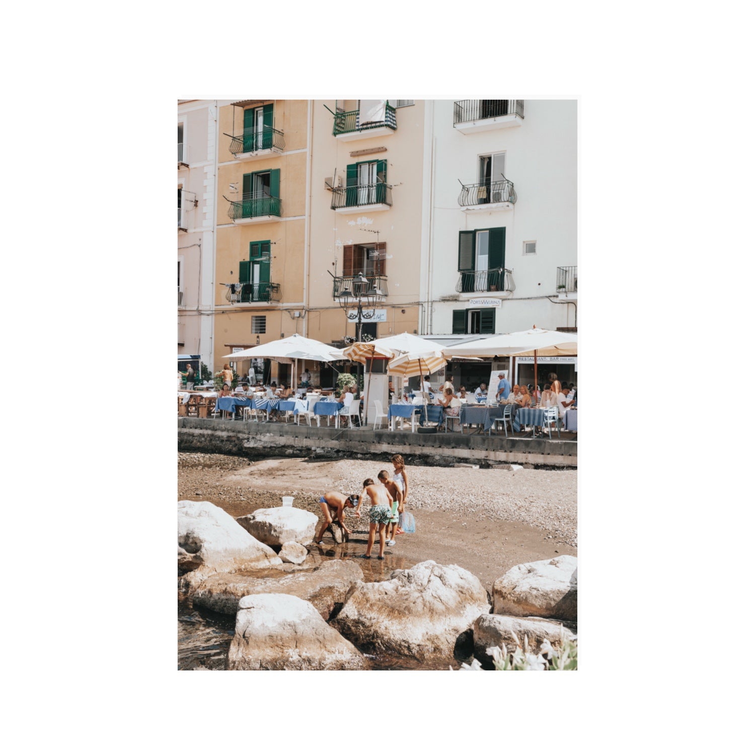 Sunny Playtime Sorrento coastal wall art 100 x 70 cm unframed fine art print