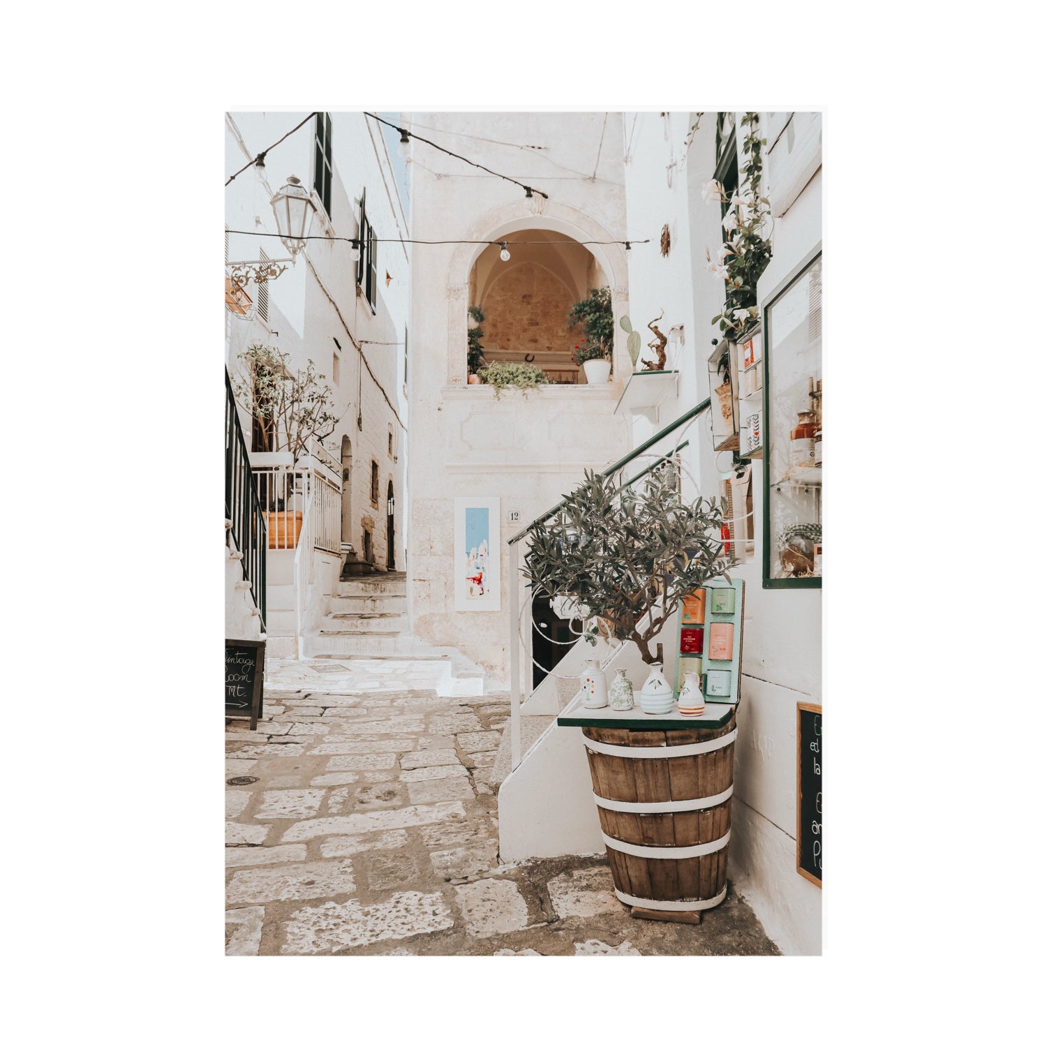 Olive Tree Lane Puglia Ostuni Mediterranean decor wall art A0 unframed fine art print