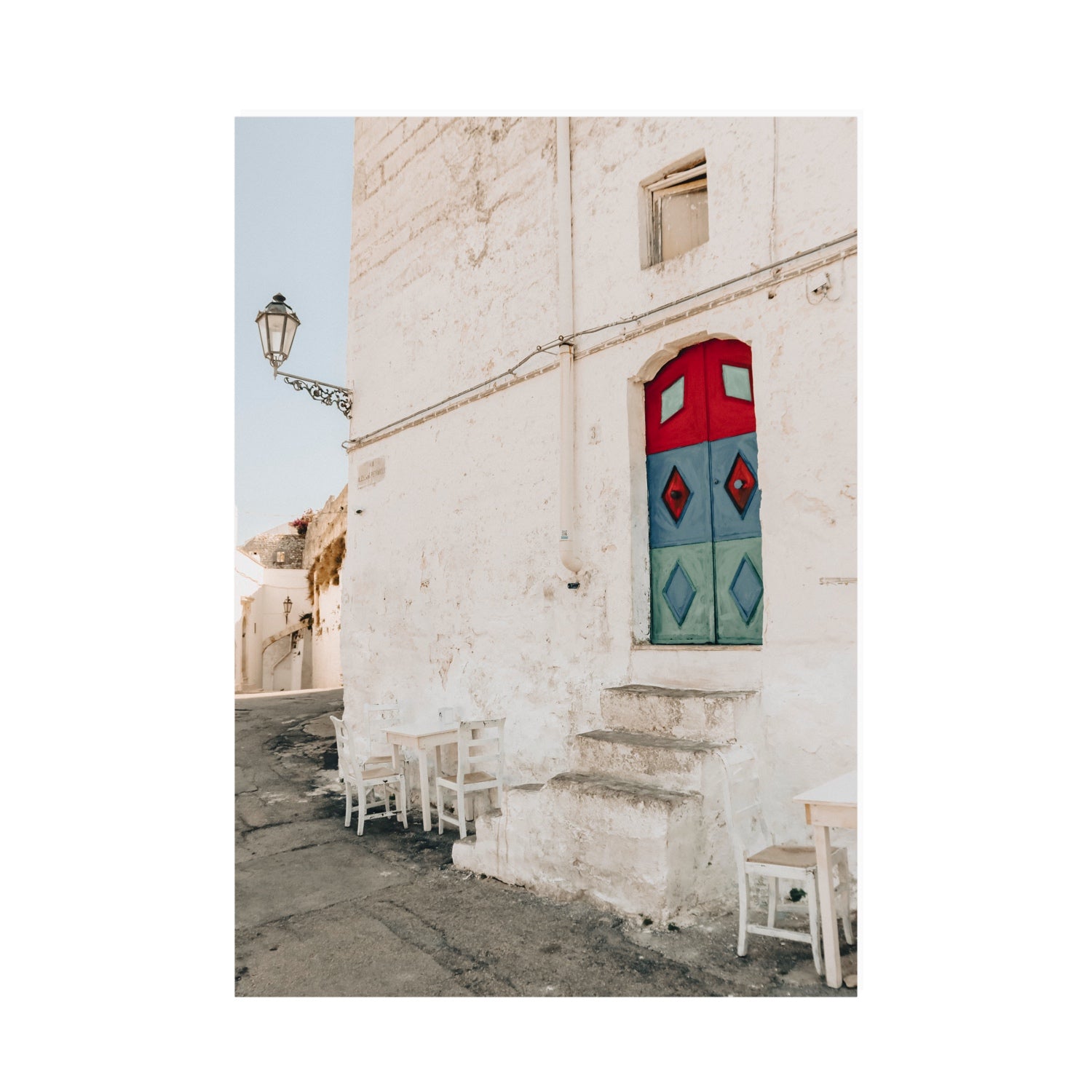 Doorway Delight Puglia Ostuni wall art A0 unframed fine art print