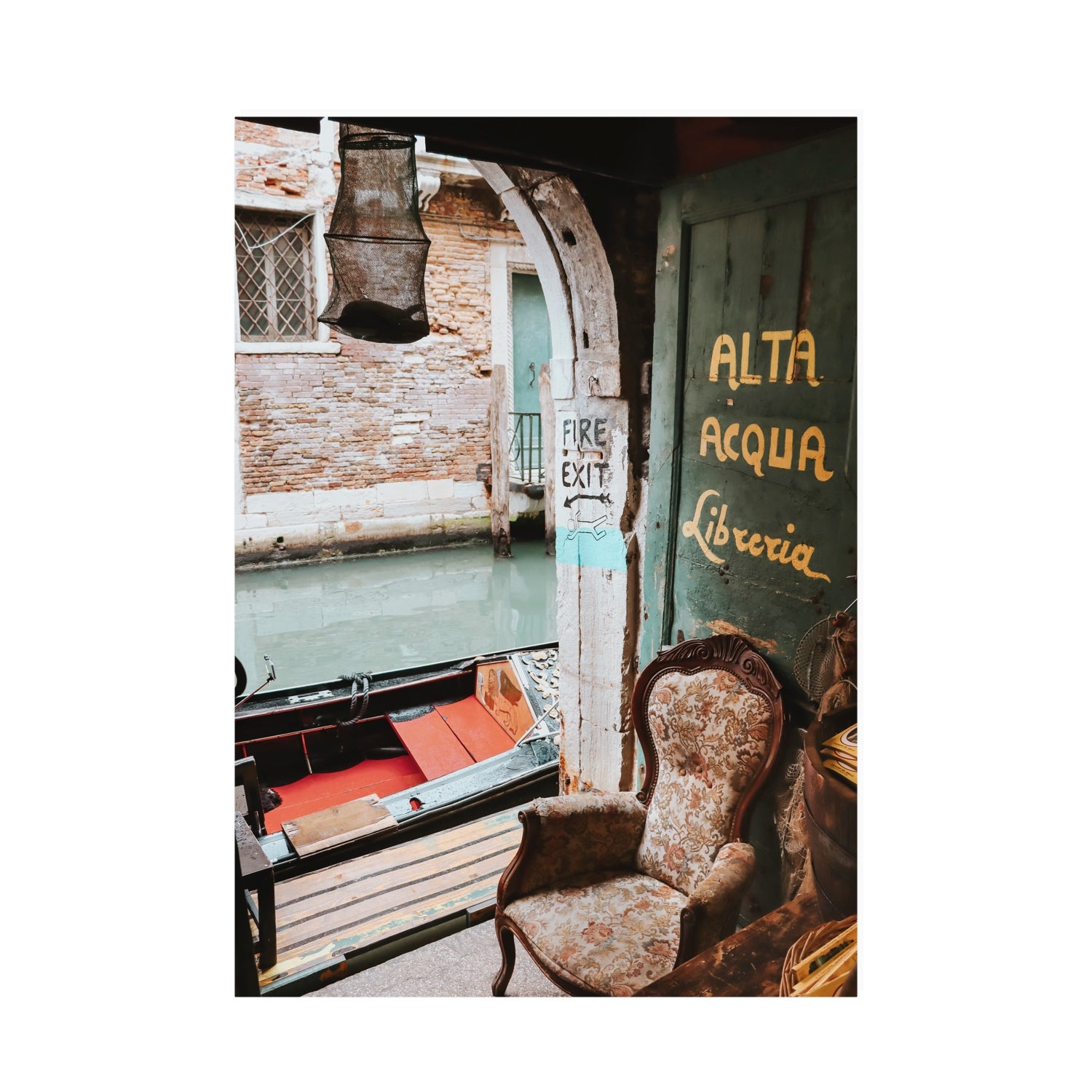 Alta Acqua Venice Bookstore wall art A0 unframed fine art print
