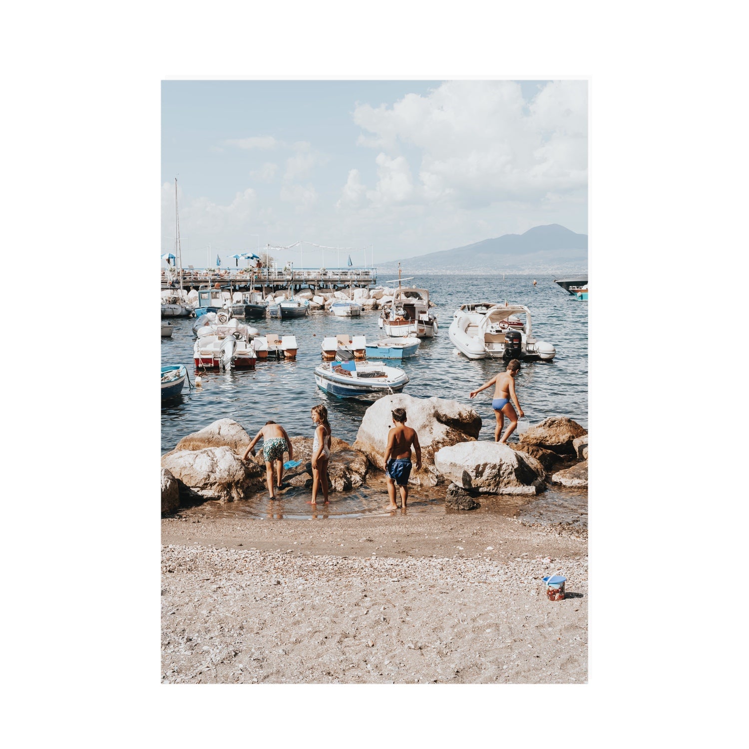 Searching For Treasures Sorrento coastal wall art A0 unframed fine art print
