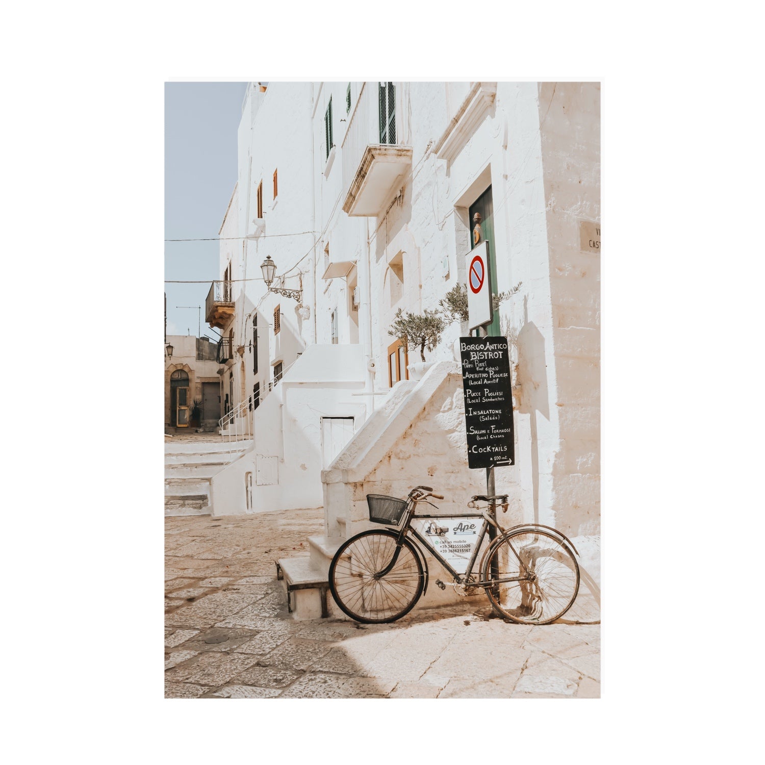 La Bicicletta Puglia Ostuni wall art A0 unframed fine art print
