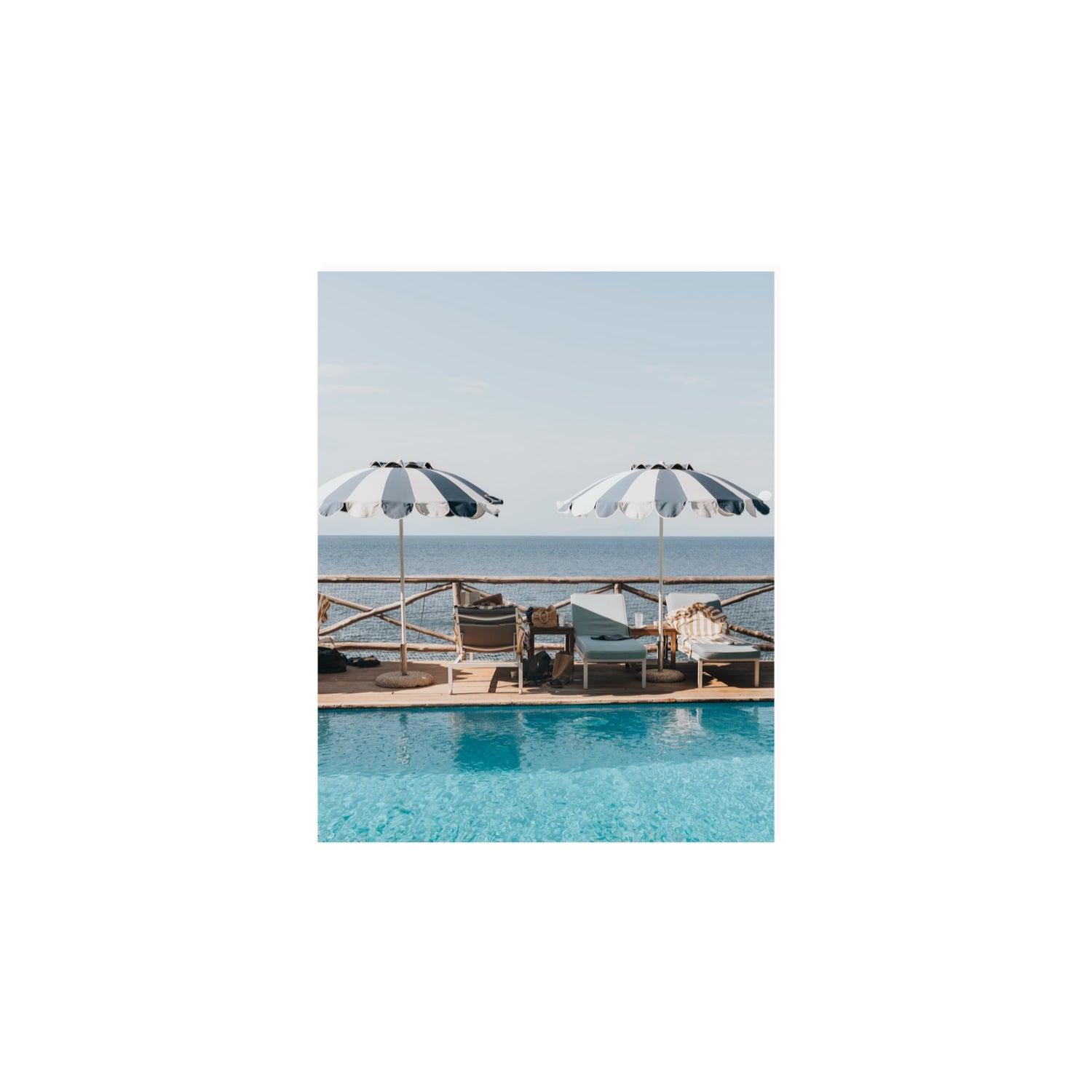Beach Retreat fine art print, Ischia, Italy, european beach clubs artwork, 8 x 10 in, Unframed, Fine Art Print