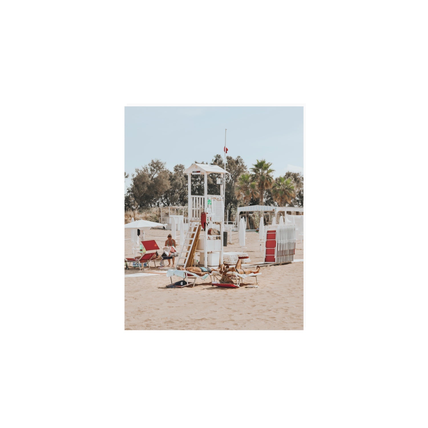 Red Lounge Reverie Puglia beach coastal wall art 8 x 10 in unframed fine art print