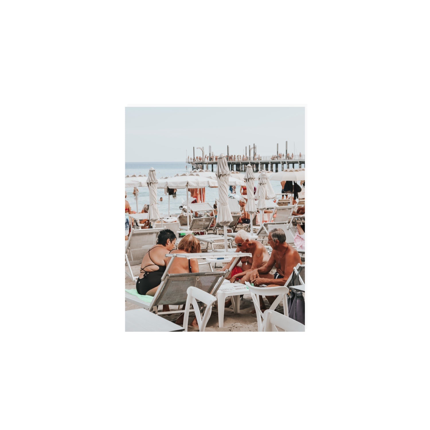 Salted Shuffle fine art print, Alassio, Italy, people and locals artwork, 8 x 10 in, Unframed, Fine Art Print