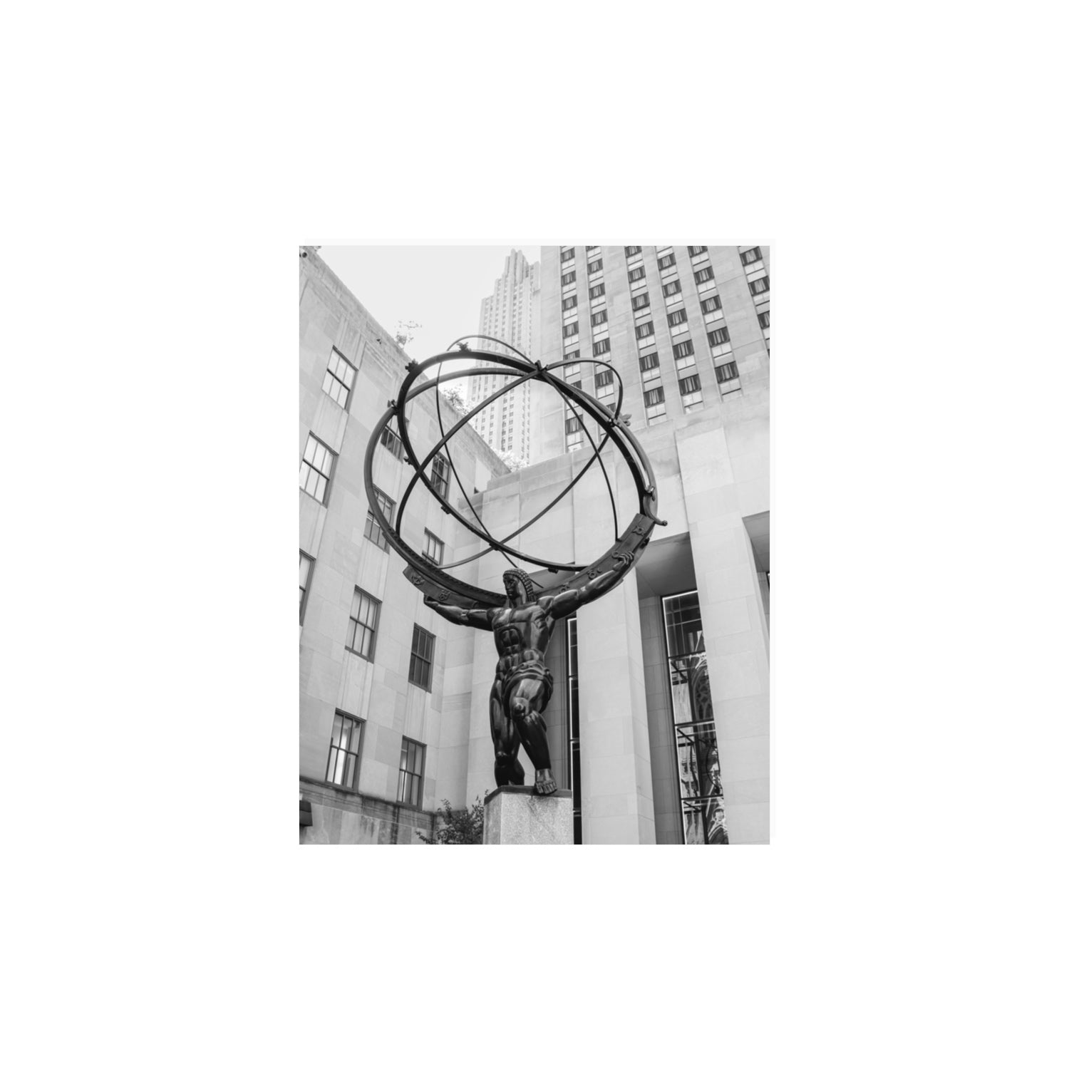 Atlas Ascends New York NYC Black & White wall art 11 x 14 in unframed fine art print