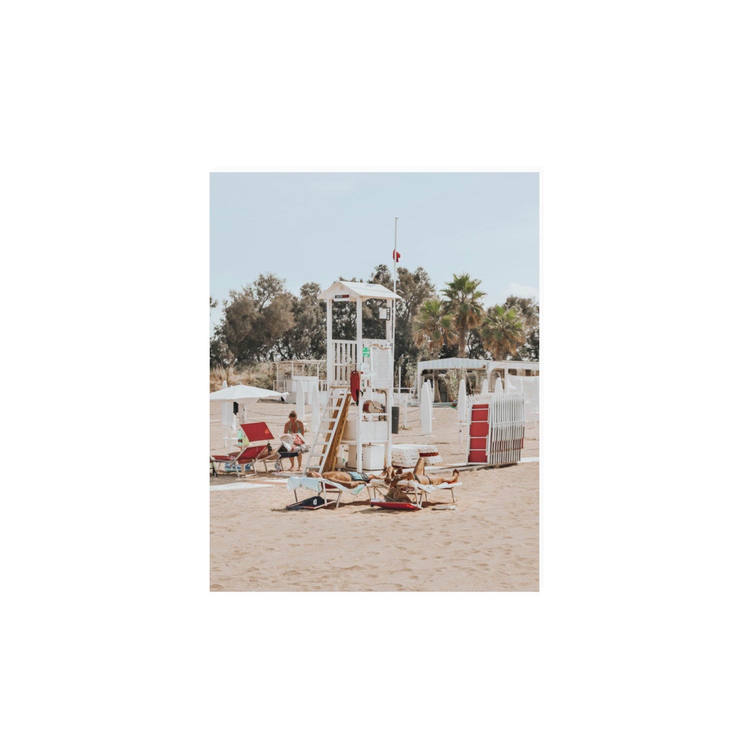 Red Lounge Reverie Puglia beach coastal wall art 11 x 14 in unframed fine art print