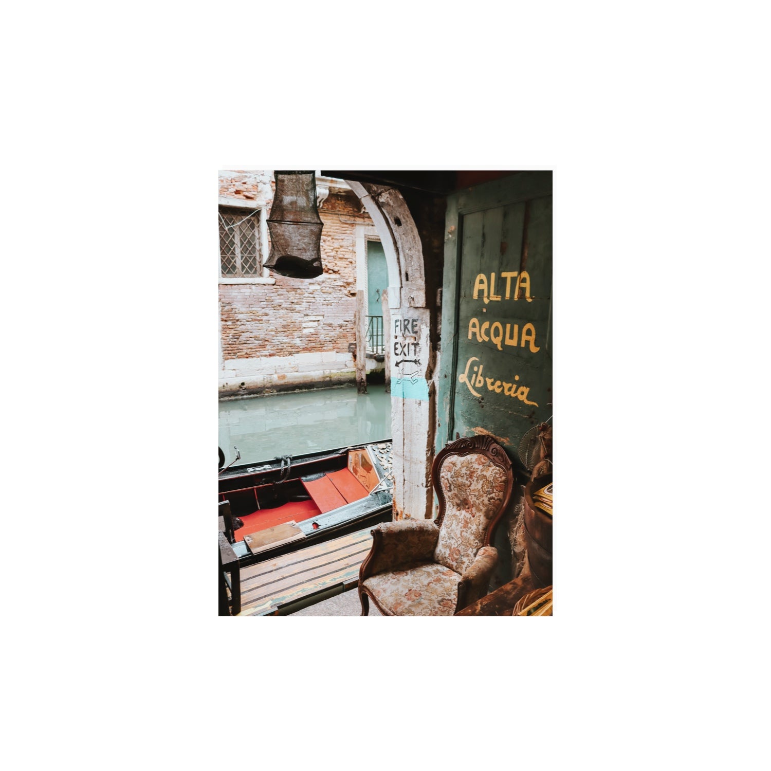 Alta Acqua Venice Bookstore wall art 12 x 16 in unframed fine art print