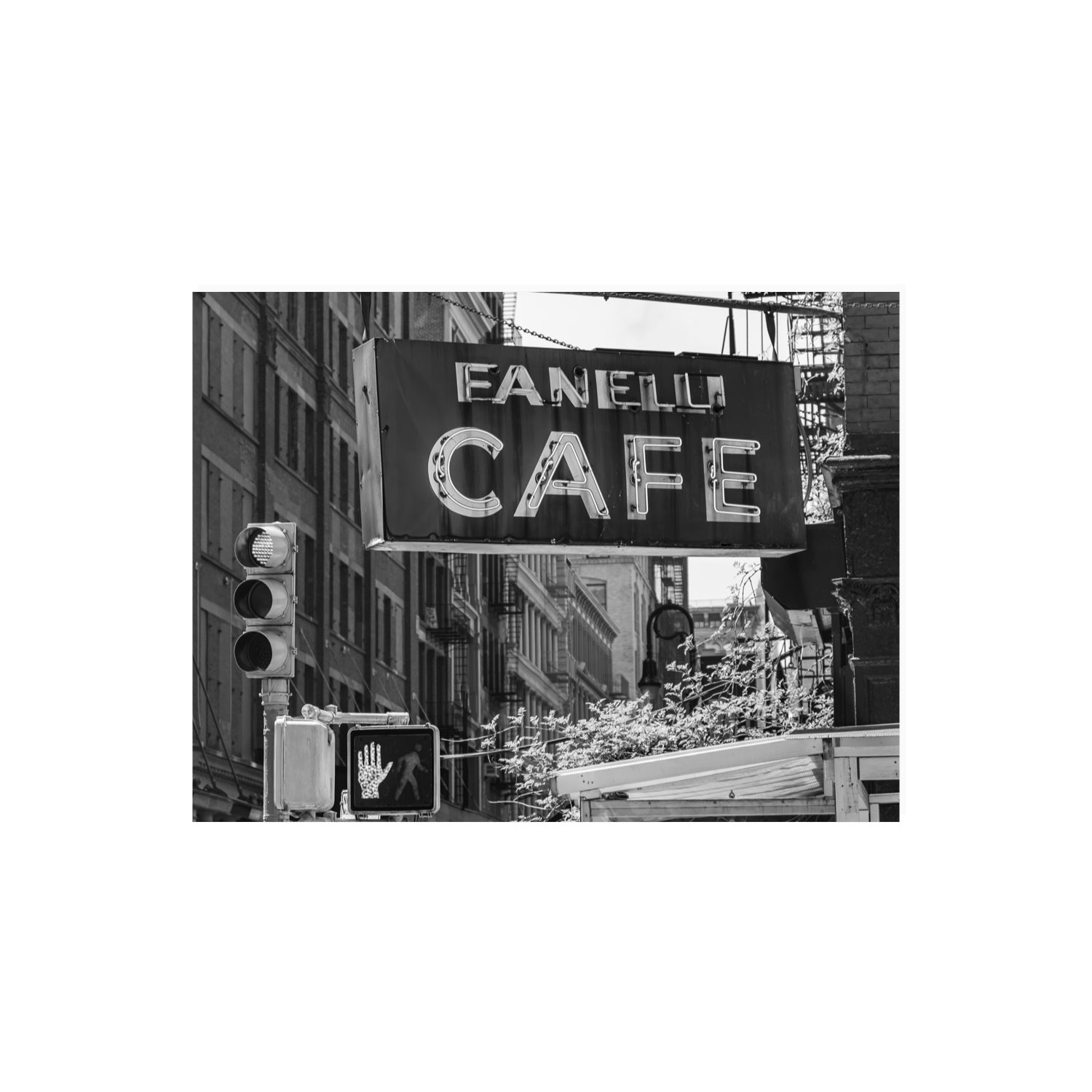 Soho Neon New York NYC Black & White wall art 18 x 24 in unframed fine art print