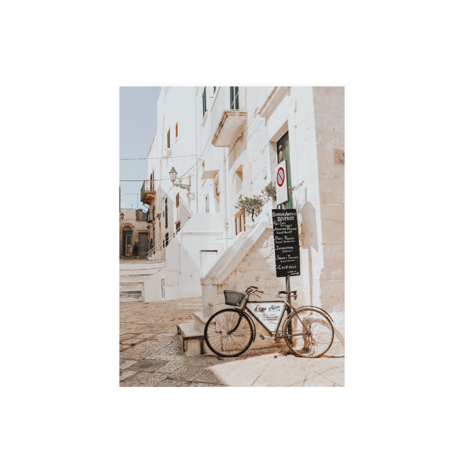 La Bicicletta Puglia Ostuni wall art 18 x 24 in unframed fine art print