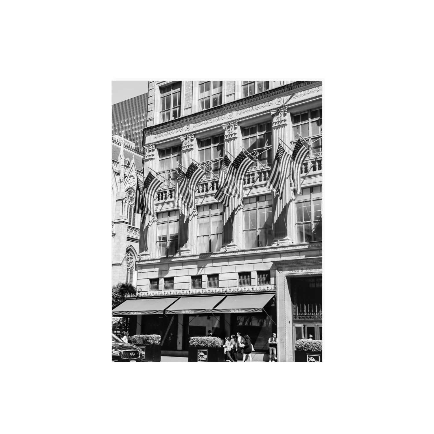 Luxury On Fifth New York NYC Black & White wall art 18 x 24 in unframed fine art print