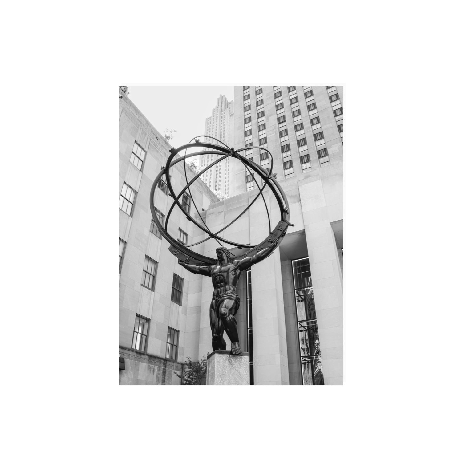 Atlas Ascends New York NYC Black & White wall art 18 x 24 in unframed fine art print