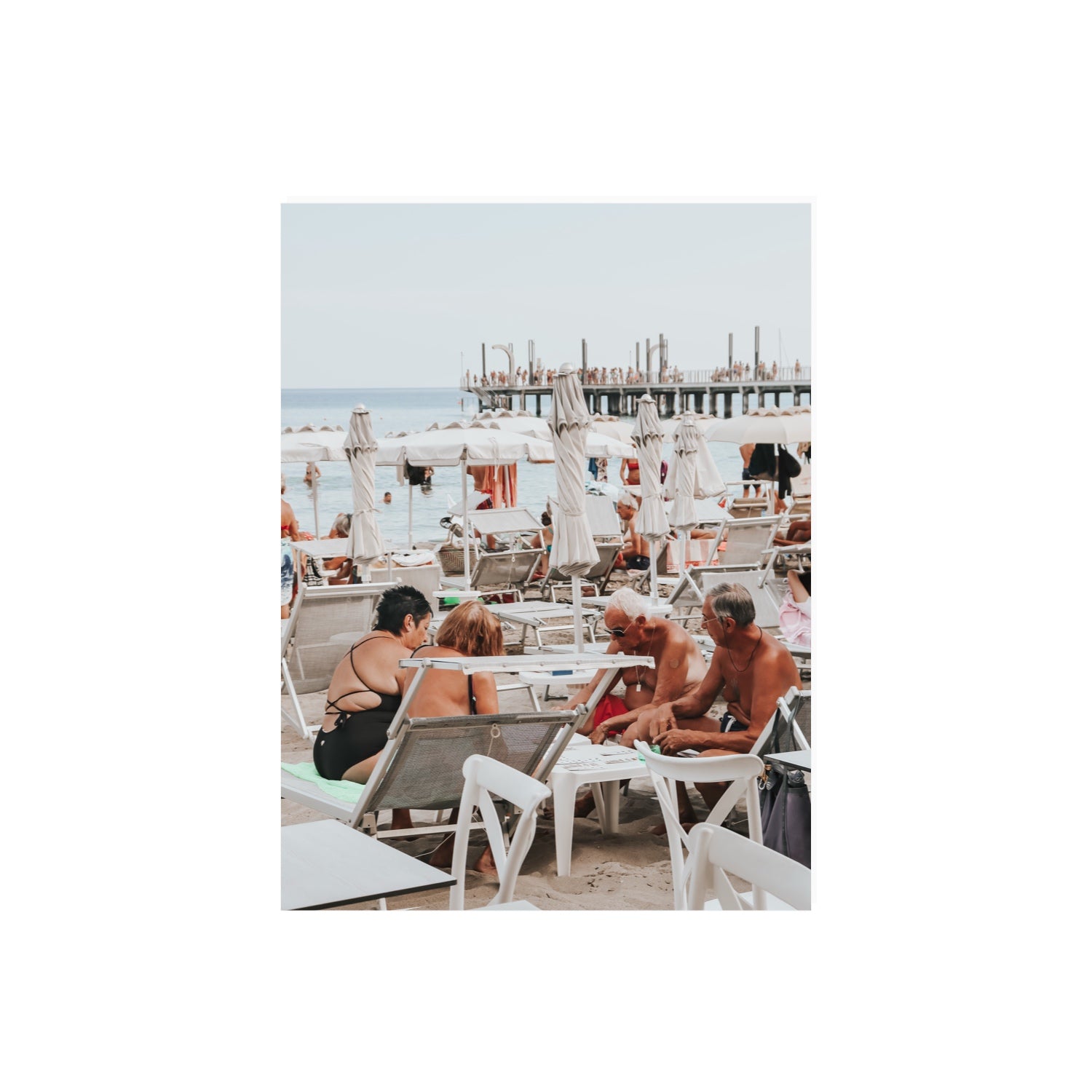 Salted Shuffle fine art print, Alassio, Italy, people and locals artwork, 18 x 24 in, Unframed, Fine Art Print