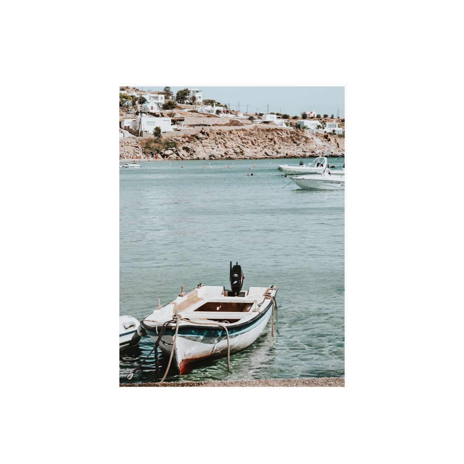 Classic Wheels Mykonos Greek island wall art 18 x 24 in unframed fine art print