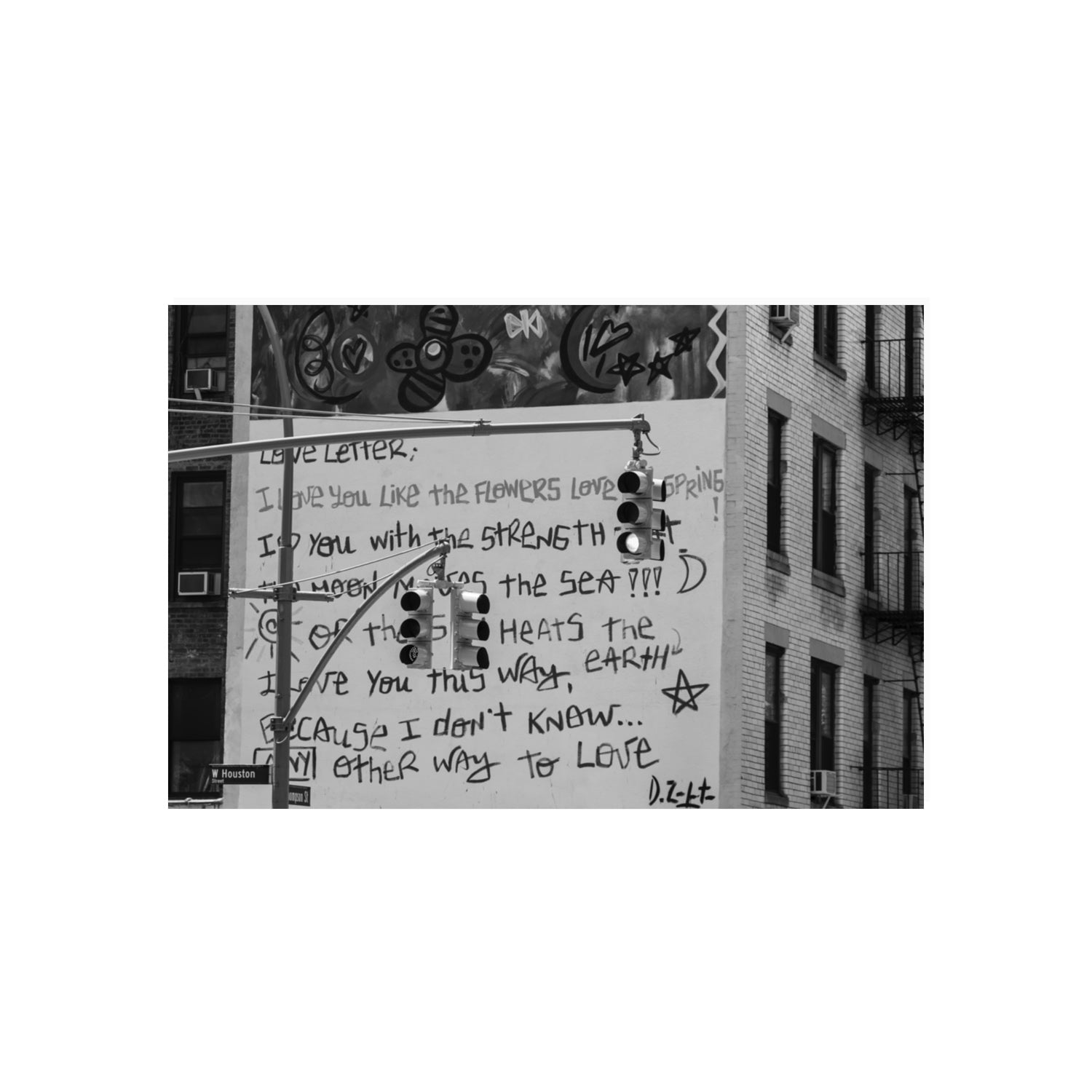 Love Letter New York NYC Black & White wall art 20 x 30 in unframed fine art print