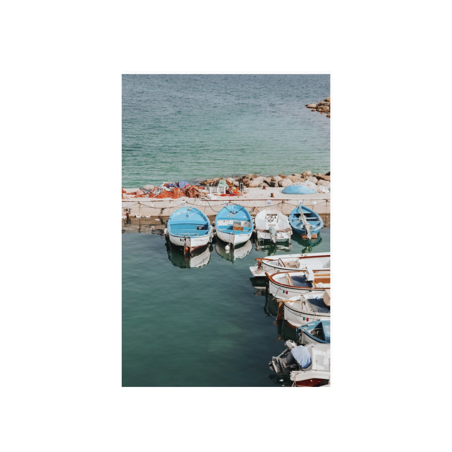 Maritime Memories Puglia Harbour Reflections coastal wall art 20 x 30 in unframed fine art print