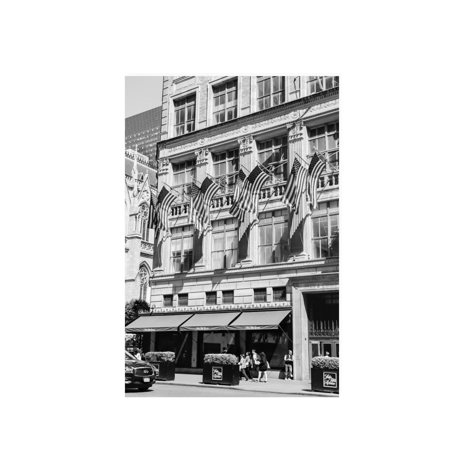 Luxury On Fifth New York NYC Black & White wall art 20 x 30 in unframed fine art print