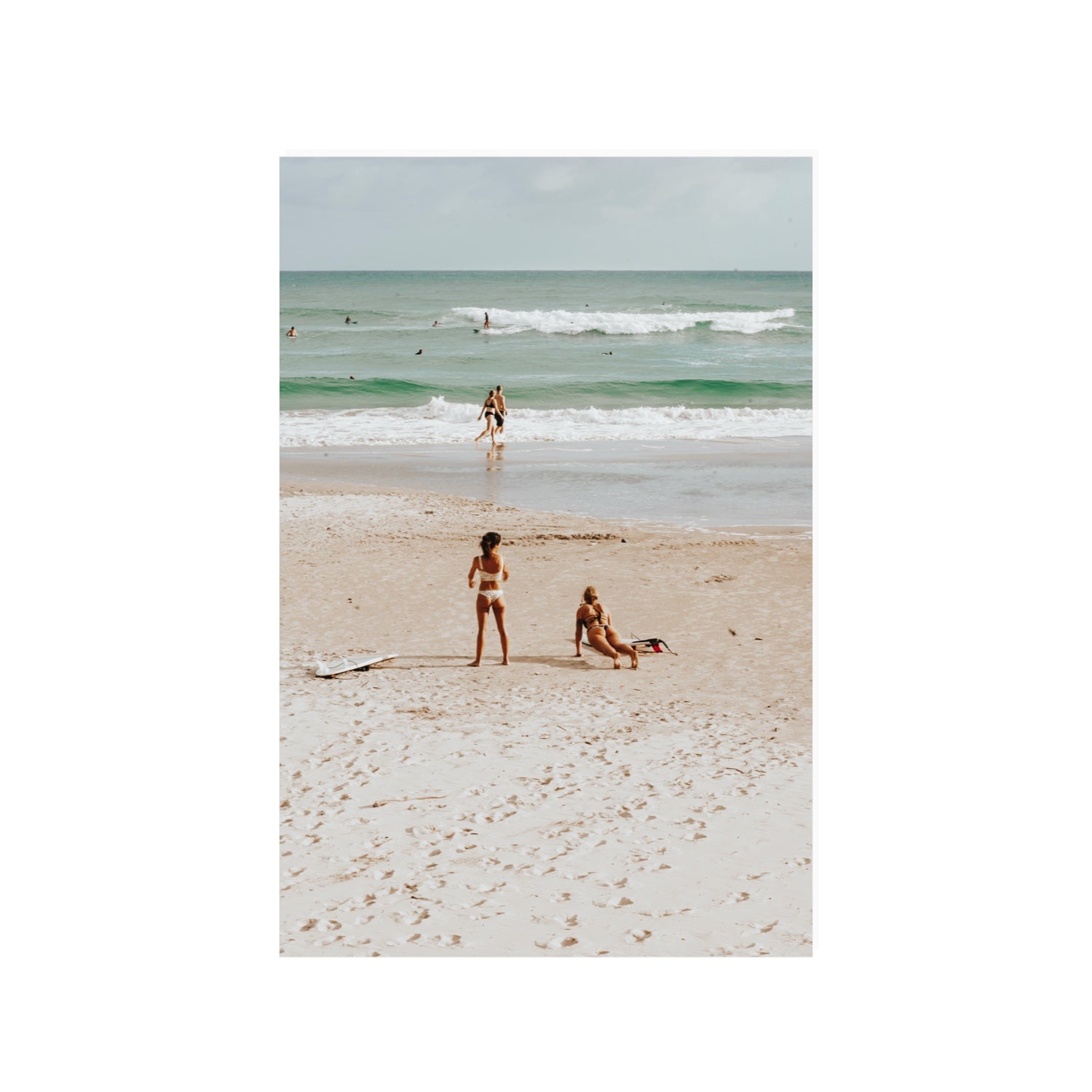 Gidget & Betty Byron Bay beach coastal wall art 24 x 36 in unframed fine art print